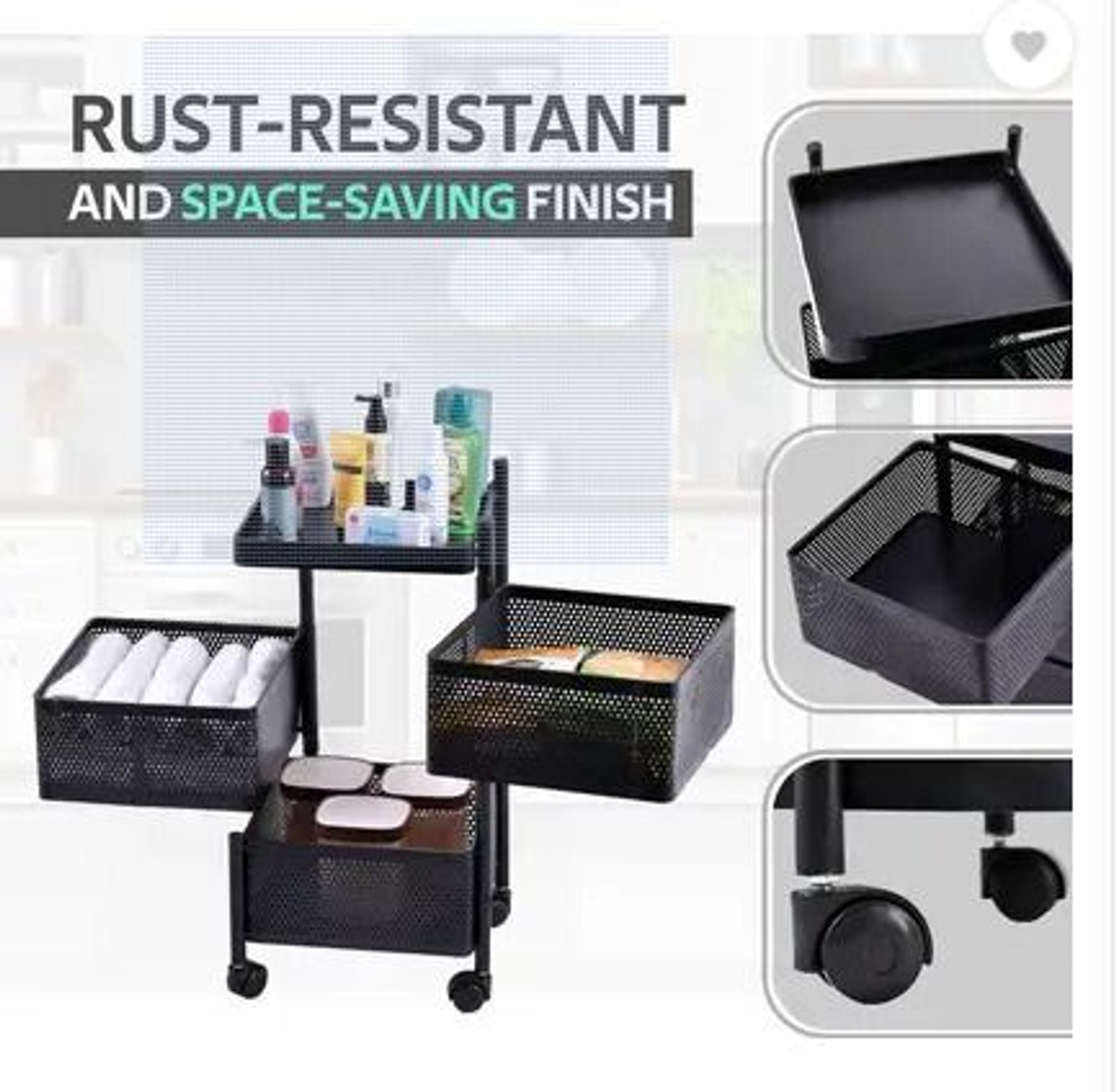 Image of Flipkart SmartBuy KT 3 layer kitchen trolley Iron Kitchen Trolley