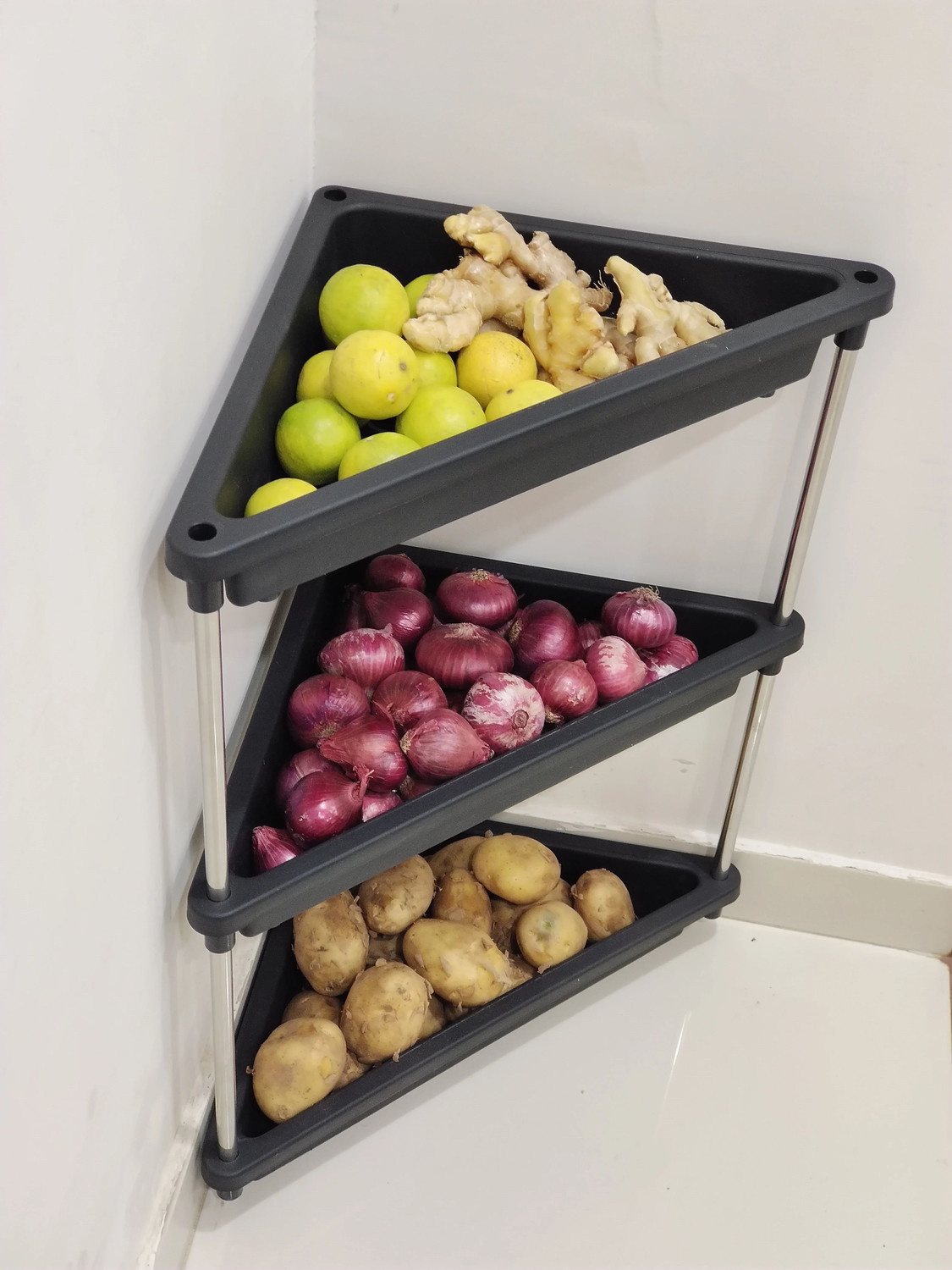 Image of Flipkart SmartBuy Fruit,Vegetable Stand Kitchen Trolley,Fruit Basket,Vegetable Basket | Rack Plastic Kitchen Trolley