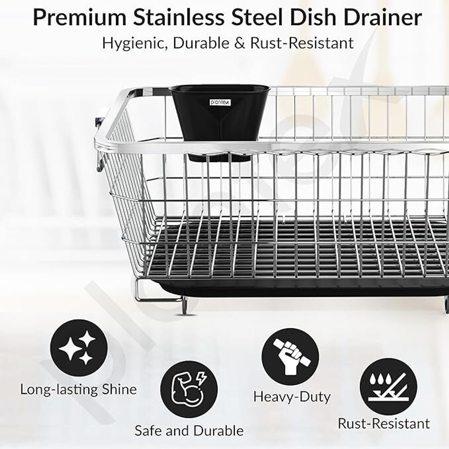 Image of RECTITUDE Utensils Basket Drainer Dish Drainer Basket for Kitchen /Utensil Stand Stainless Steel Kitchen Trolley