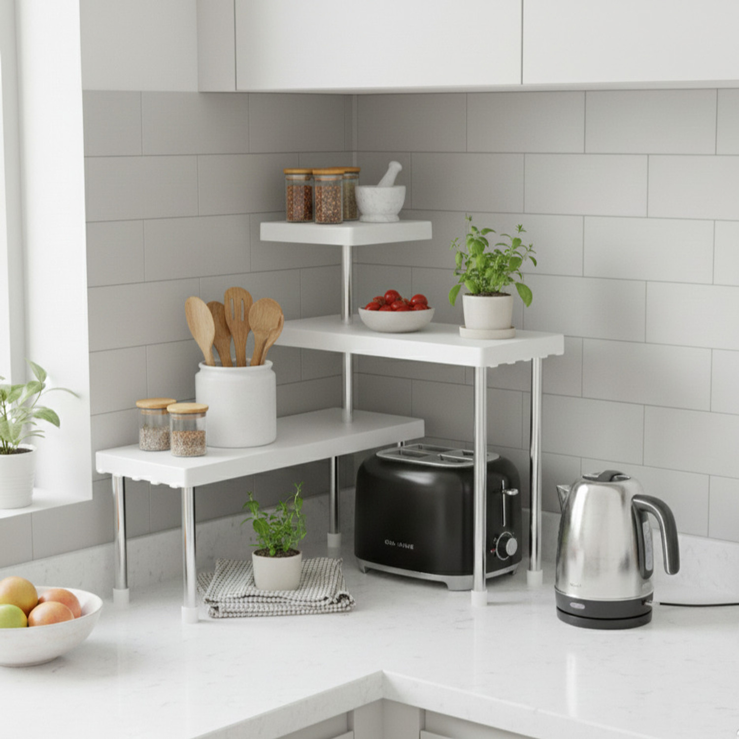 Image of Umax 3 Shelf Organizer Plastic Kitchen Cabinet