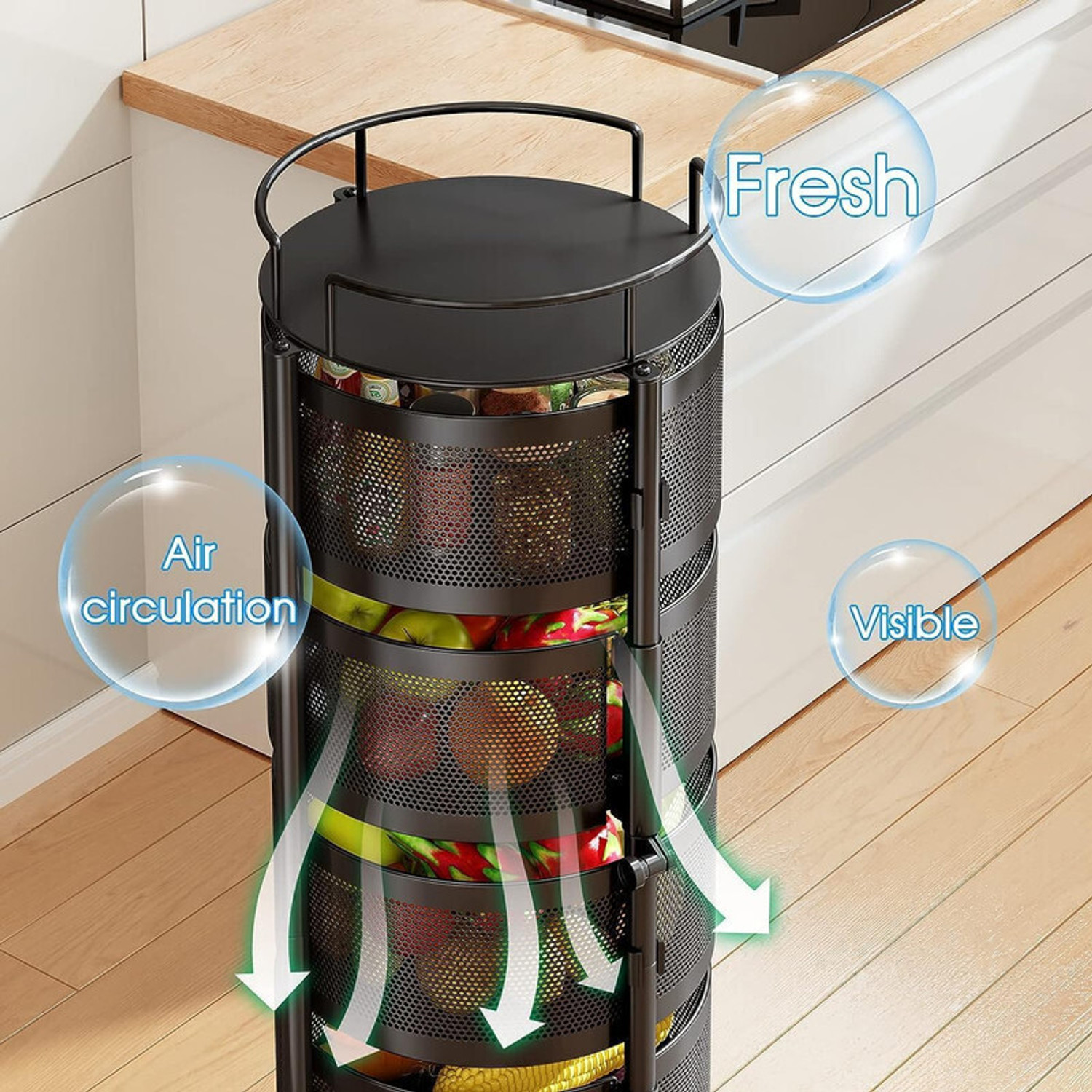 Image of Zeekty Kitchen Trolley with Wheels, Kitchen Organizer Items and Storage Solutions for Stainless Steel Kitchen Trolley