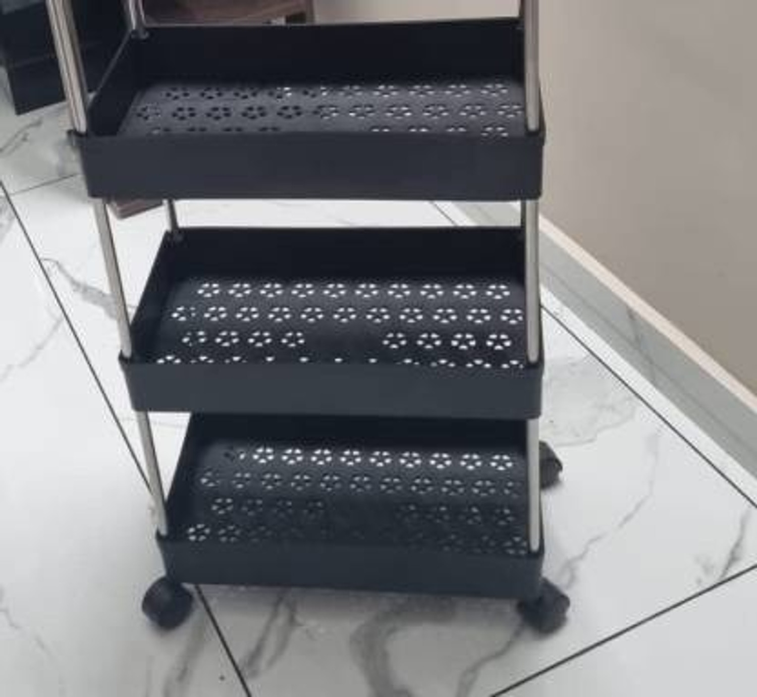 Image of Sorath 4 Stand Multipurpose Fruit & Vegetable Kitchen Trolley Onion Potato Rack Plastic, Steel Kitchen Trolley