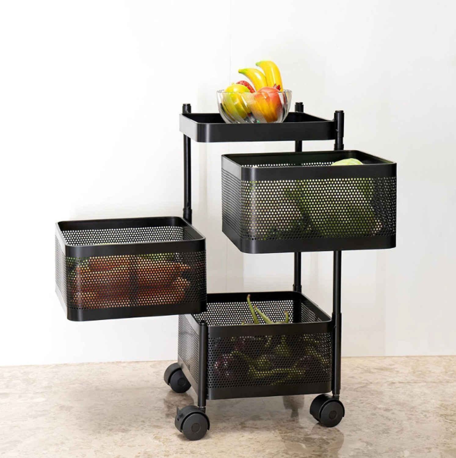 Image of Flipkart SmartBuy KT 3 layer kitchen trolley Iron Kitchen Trolley