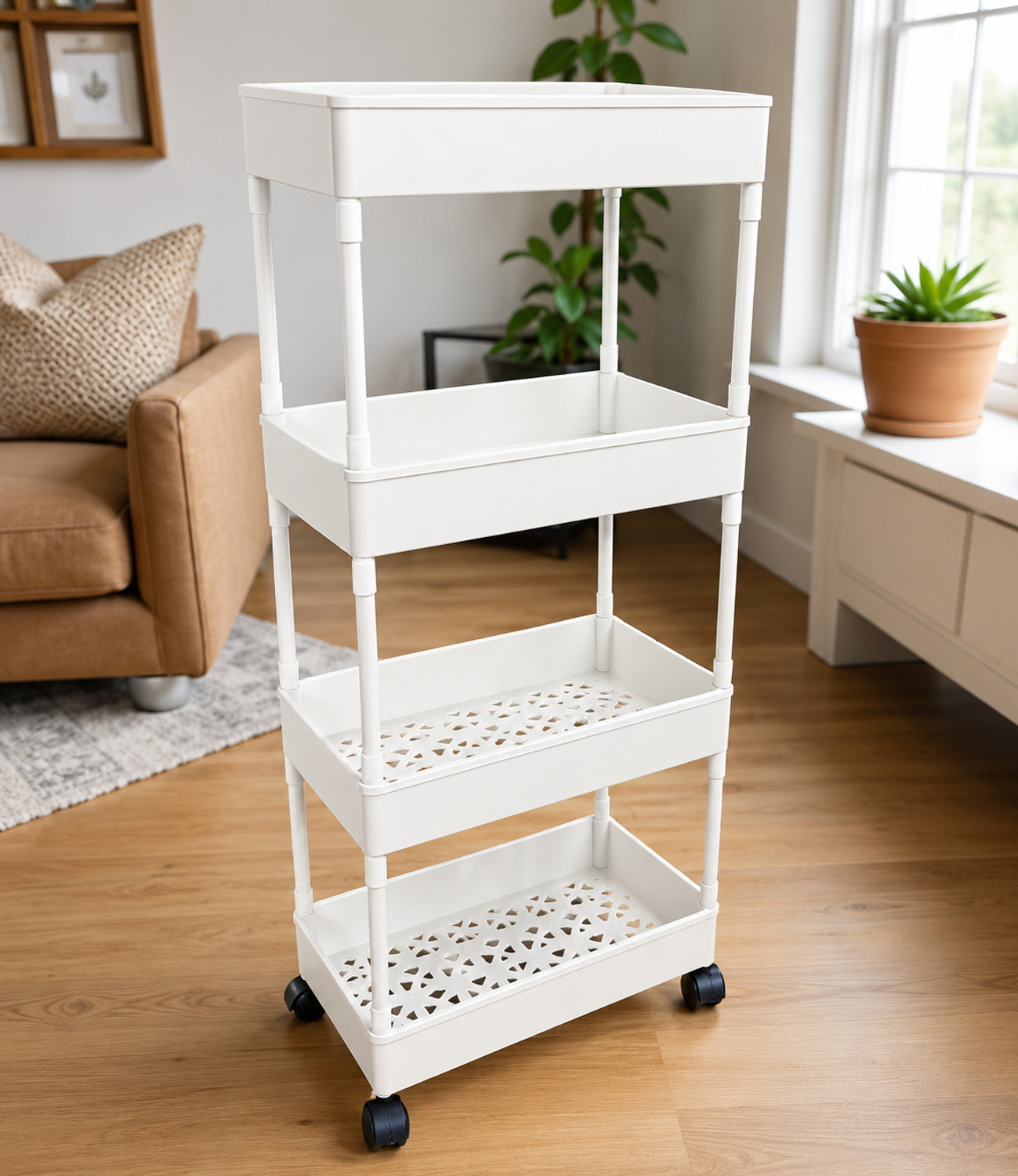 Image of MGKENTERPRISE 5 Layer Storage Rack with Wheels Plastic Kitchen Trolley