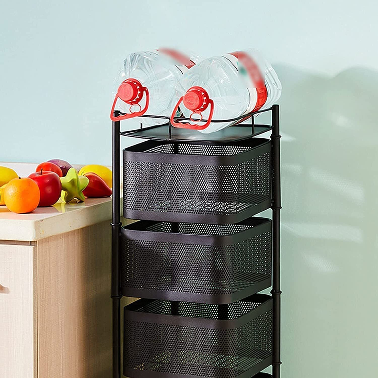 Image of LATESTTREND 3 Layer Trolley with Wheels Fruit & Vegetables Storage Solutions for Kitchen Iron Kitchen Trolley