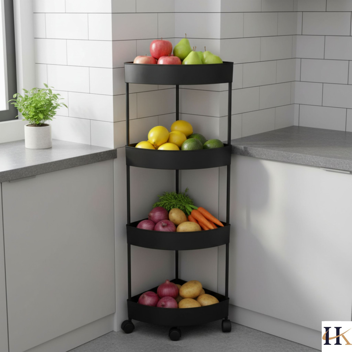 Image of HemKej Corner Multipurpose Organizer Trolley with 360 rotating wheels Plastic Kitchen Trolley (DIY(Do-It-Yourself))