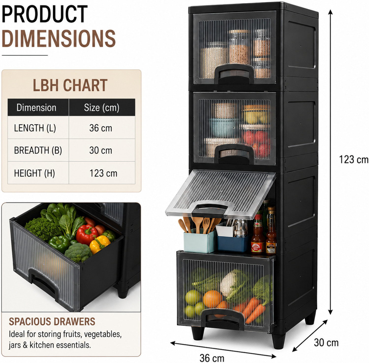 Image of EVERSUN Stainless Steel Kitchen Trolley