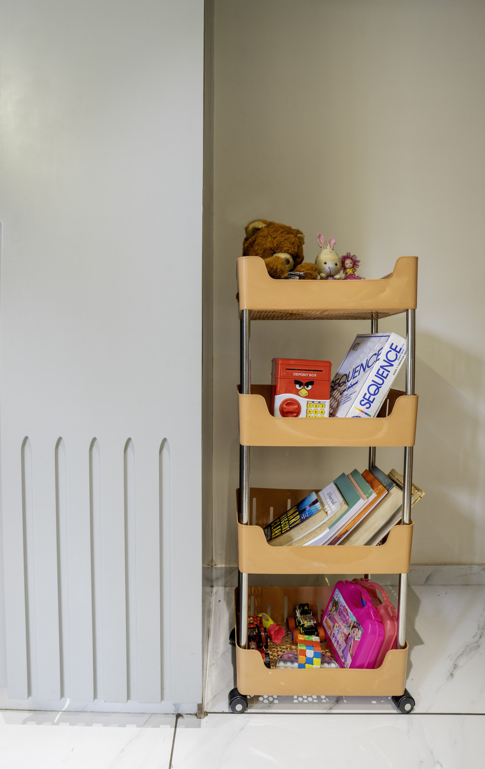 Image of DM PLUS Multi-Purpose Plastic Storage Organizer 4-Tier Rack with Wheel Bathroom & Office Plastic Kitchen Trolley