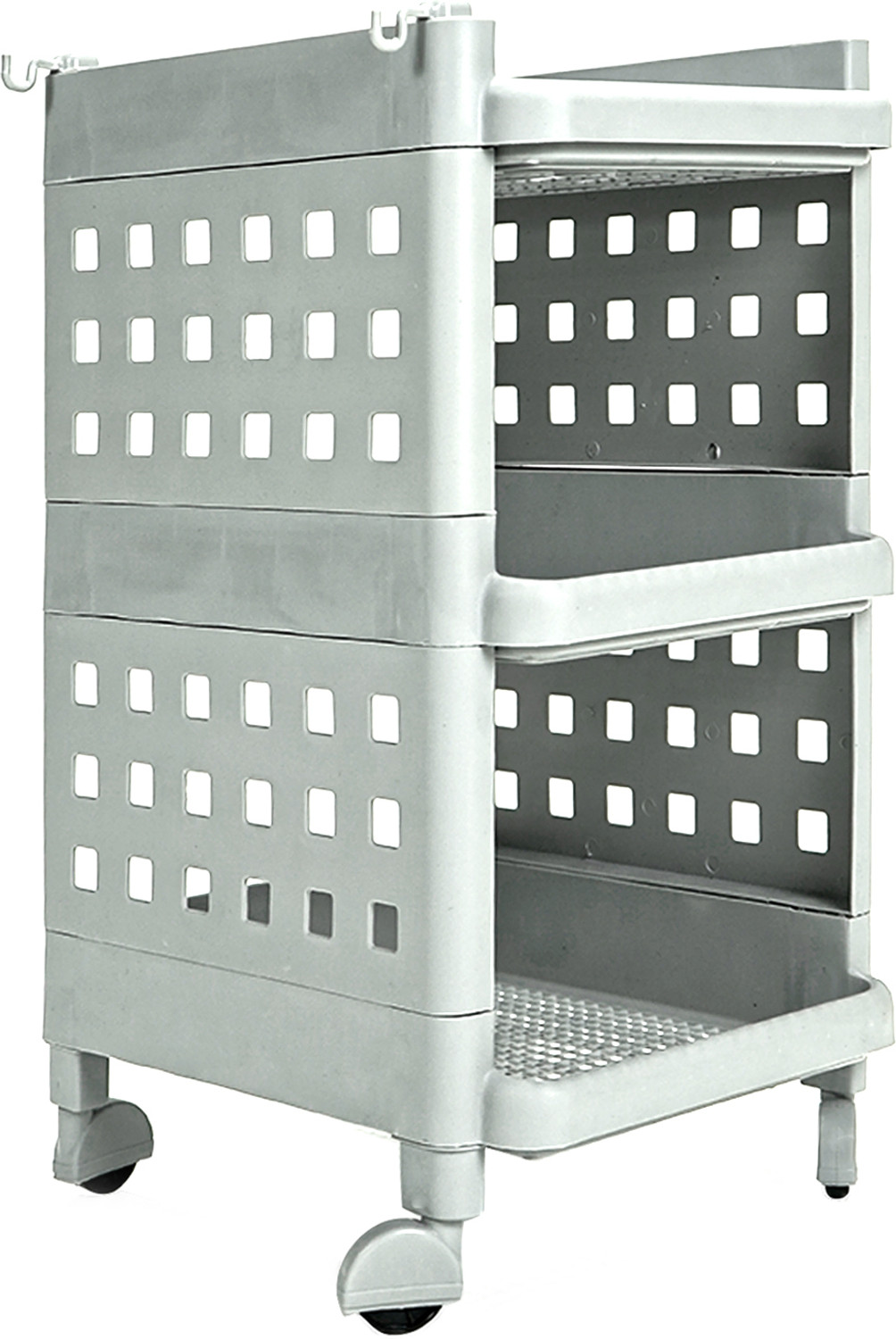 Image of LEOPAX 3 Tier Stackable Shelf Utility Rolling Stand Rack | Storage Organizer Rack | Plastic Kitchen Trolley