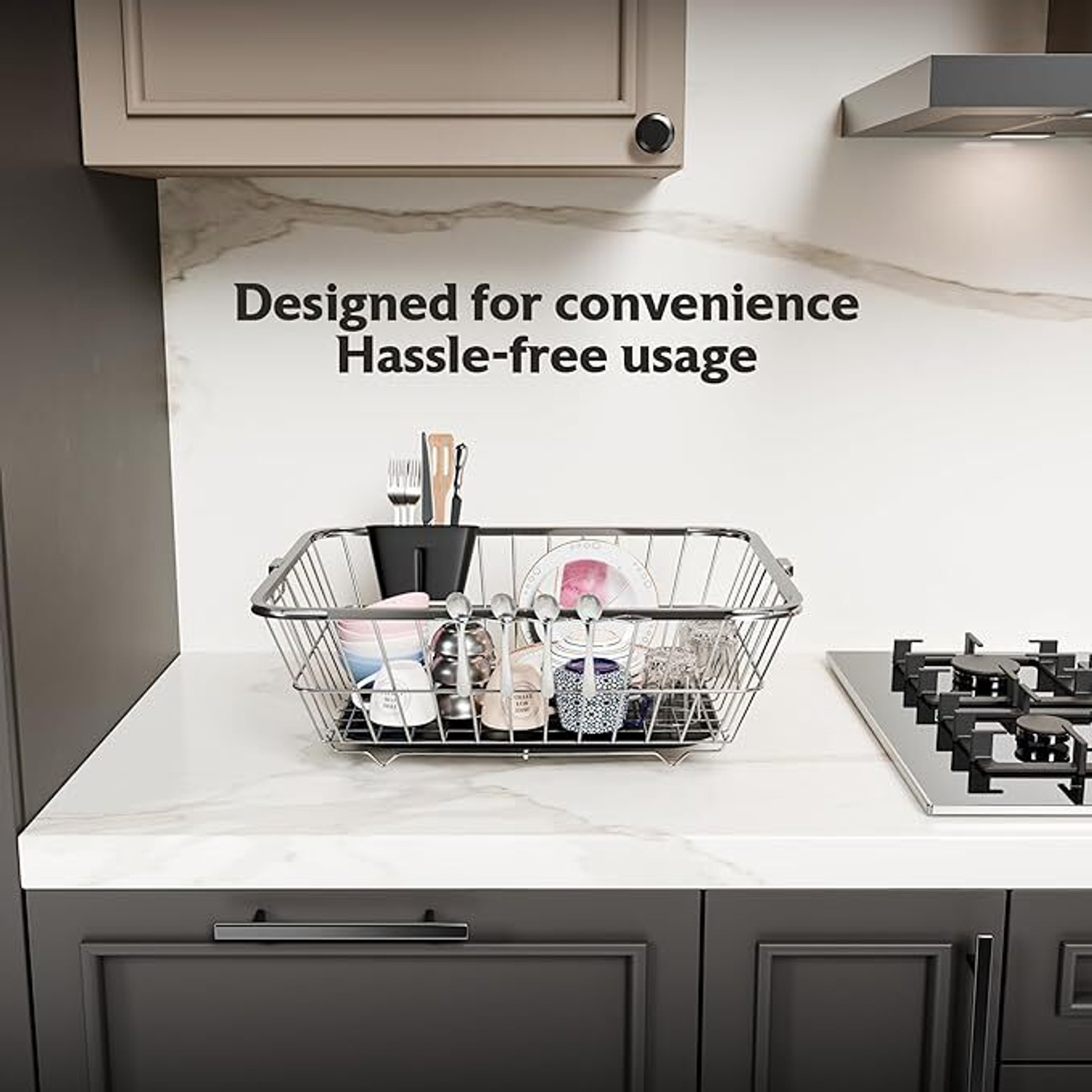 Image of RECTITUDE Utensils Basket Drainer Dish Drainer Basket for Kitchen /Utensil Stand Stainless Steel Kitchen Trolley