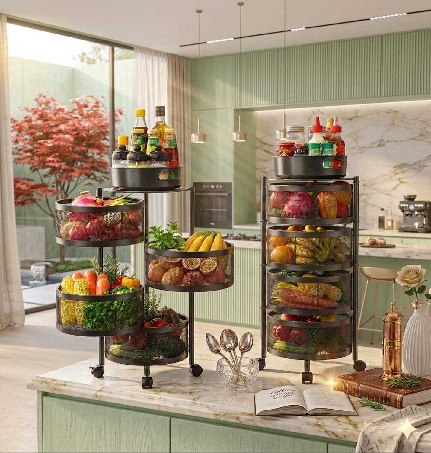 Image of UNIQUE INTERNATIONAL Iron Kitchen Trolley