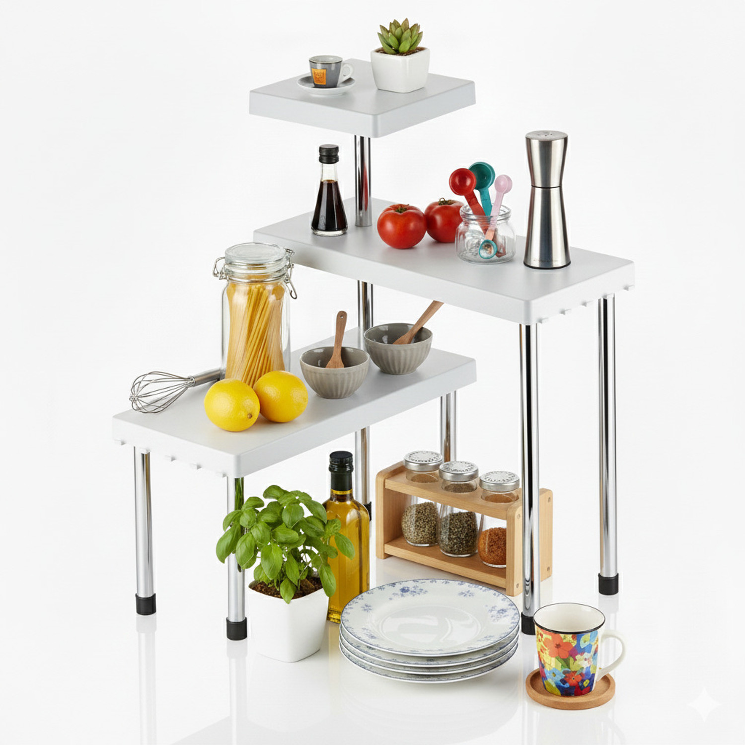 Image of Umax 3 Shelf Organizer Plastic Kitchen Cabinet