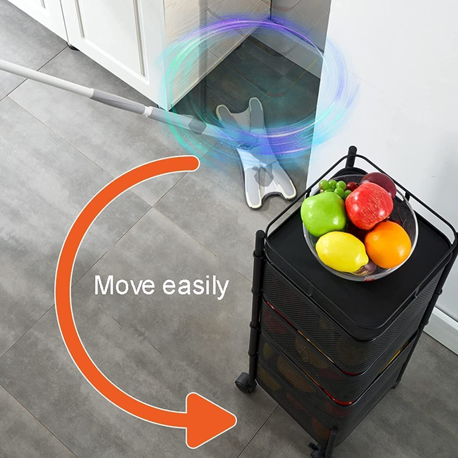 Image of LATESTTREND 3 Layer Trolley with Wheels Fruit & Vegetables Storage Solutions for Kitchen Iron Kitchen Trolley