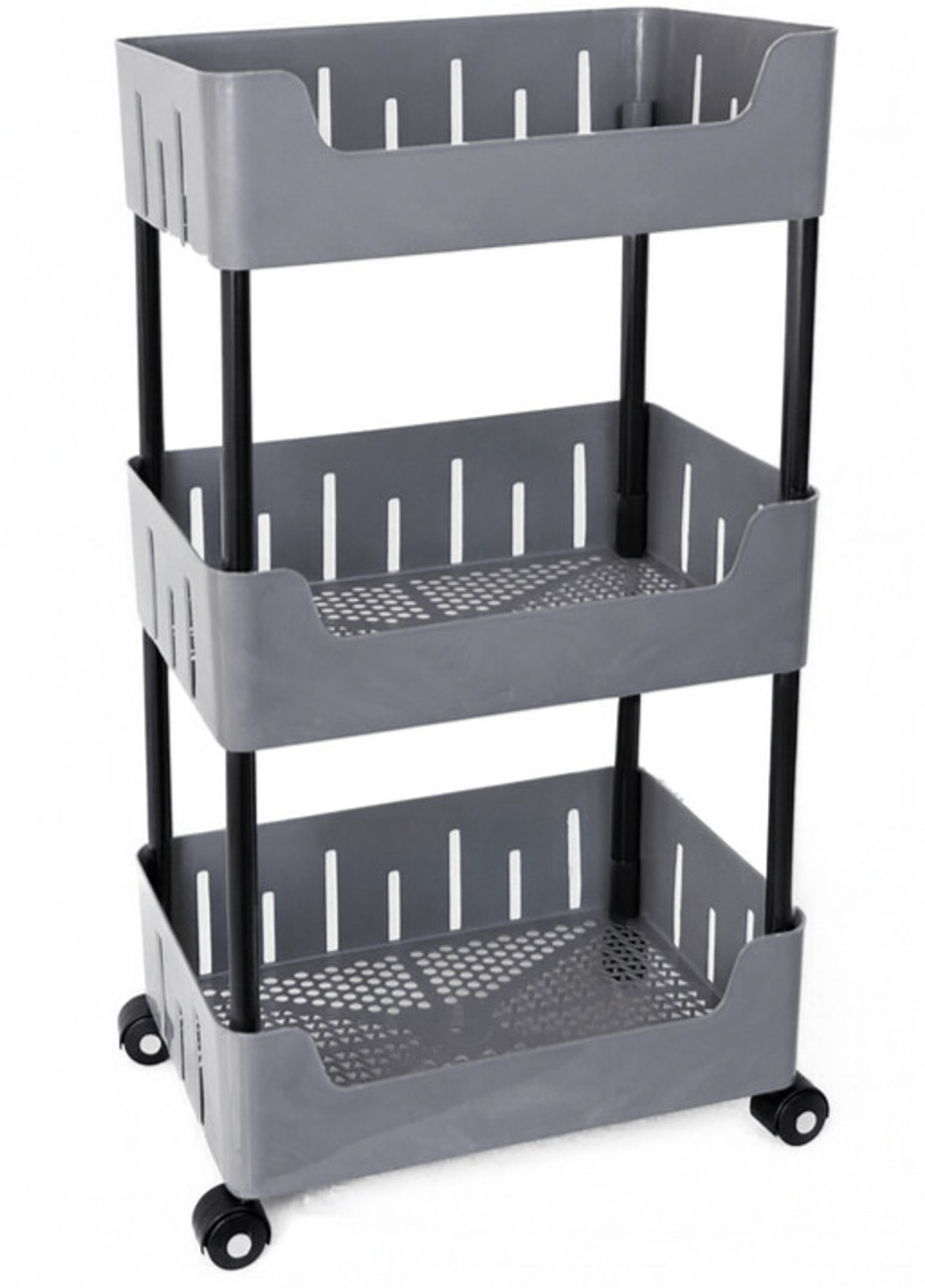 Image of VM BOND Multi-Purpose Plastic Storage Organizer 3-Tier Rack with Wheel Bathroom & Office Plastic Kitchen Trolley