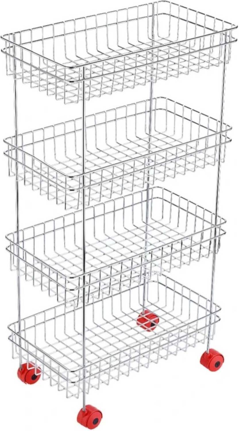 ADMIN INDUSTRIES silver wire 4 layer trolley Stainless Steel Kitchen Trolley