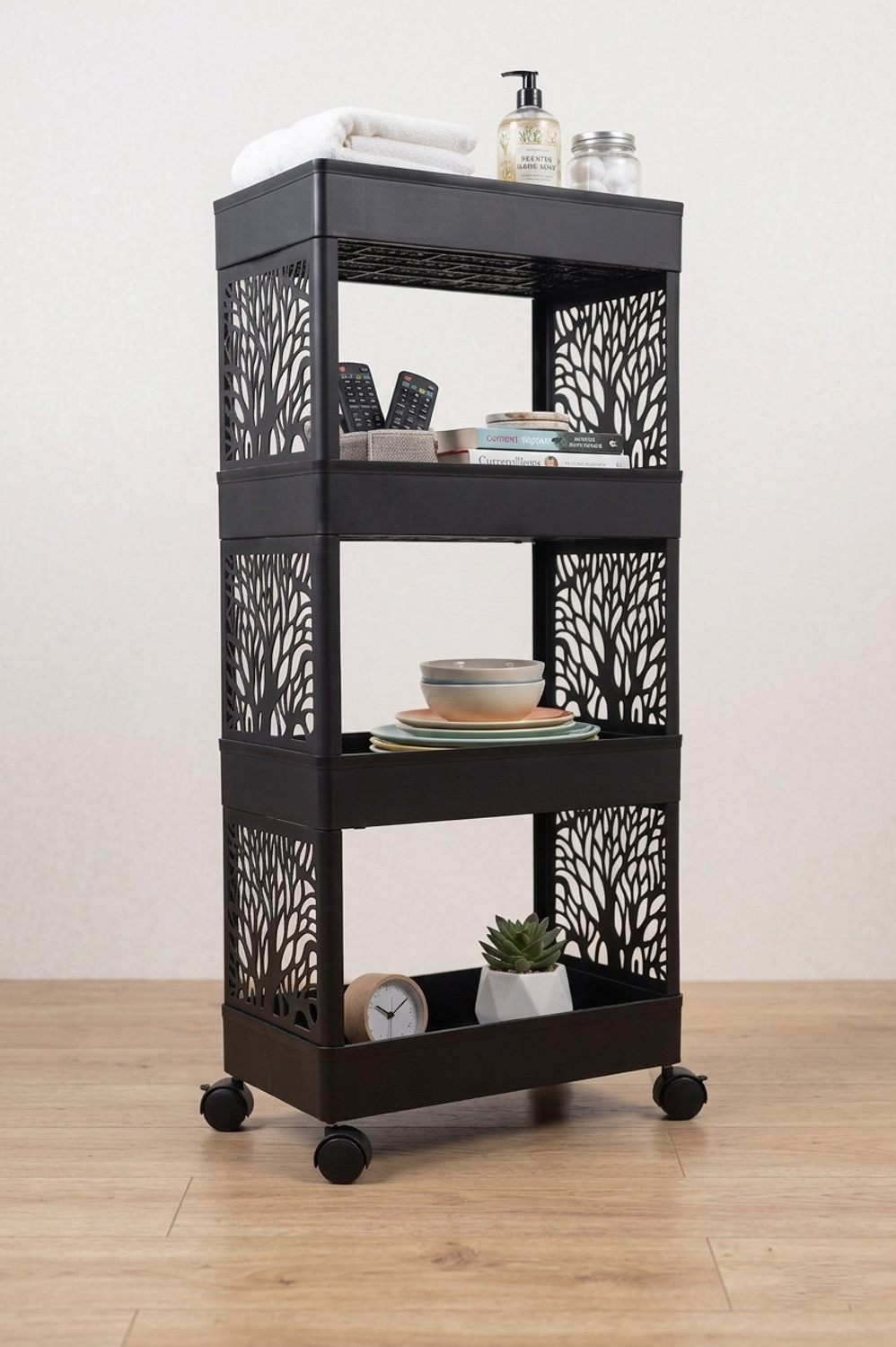Image of GROTHEORY 4-Shelf Eco-Friendly Durable Plastic Trolley Stand Plastic Kitchen Trolley