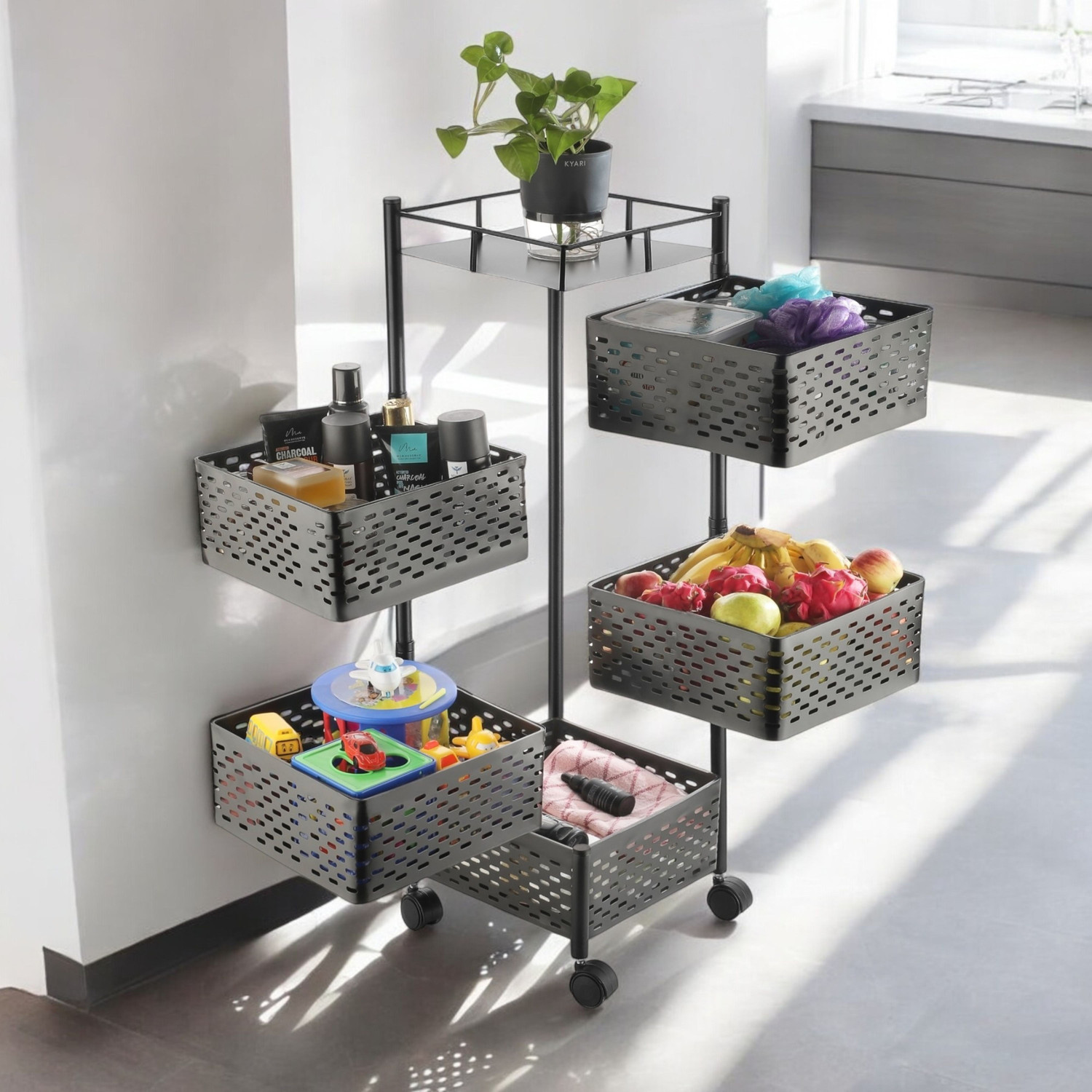 Image of Flipkart SmartBuy 5 layer trolley Iron Kitchen Trolley
