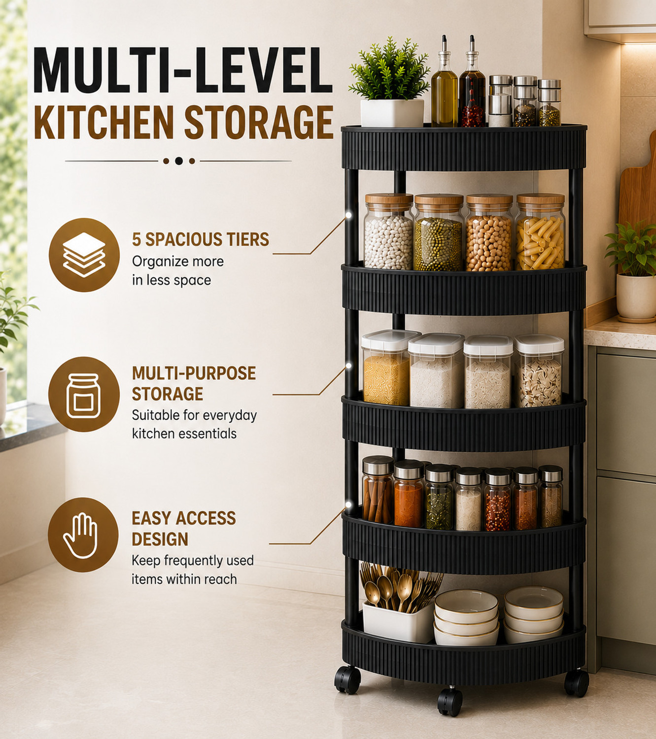 Image of NARIYA NEW TRIANGLE PLASTIC TROLLY FOR VEGATABLES AND FRUITS PLASTIC TROLLY FOR KITCHEN Plastic Kitchen Trolley
