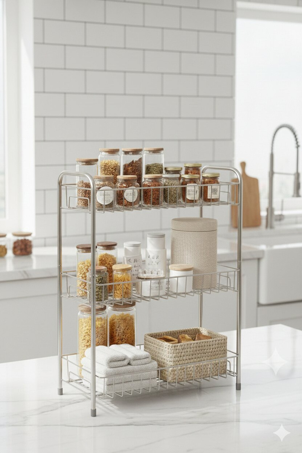 Image of S-B-S Store 3-Shelf Steel Kitchen Rack Iron Kitchen Trolley