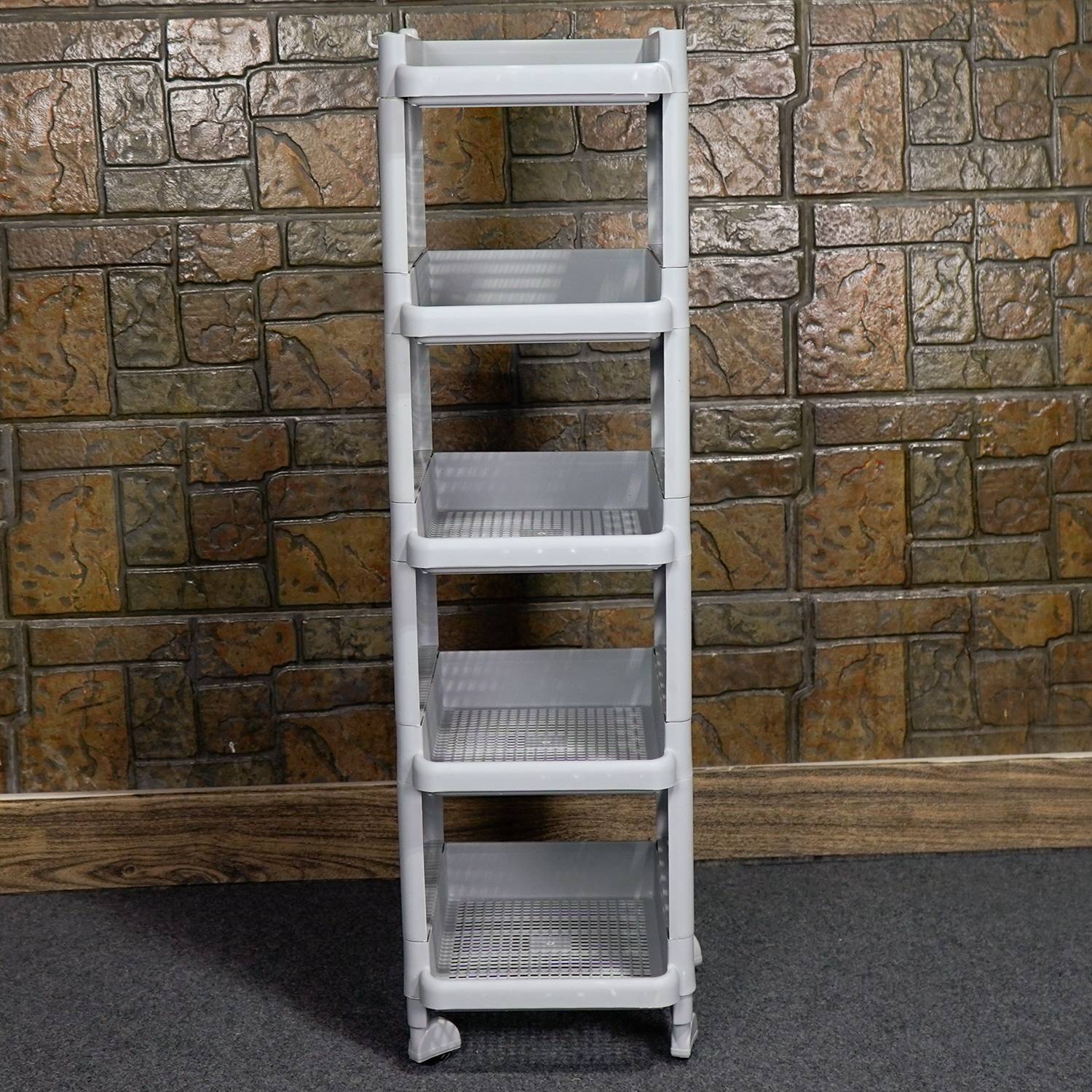 LEOPAX 5 Tier Stackable Shelf Utility Rolling Stand Rack | Storage