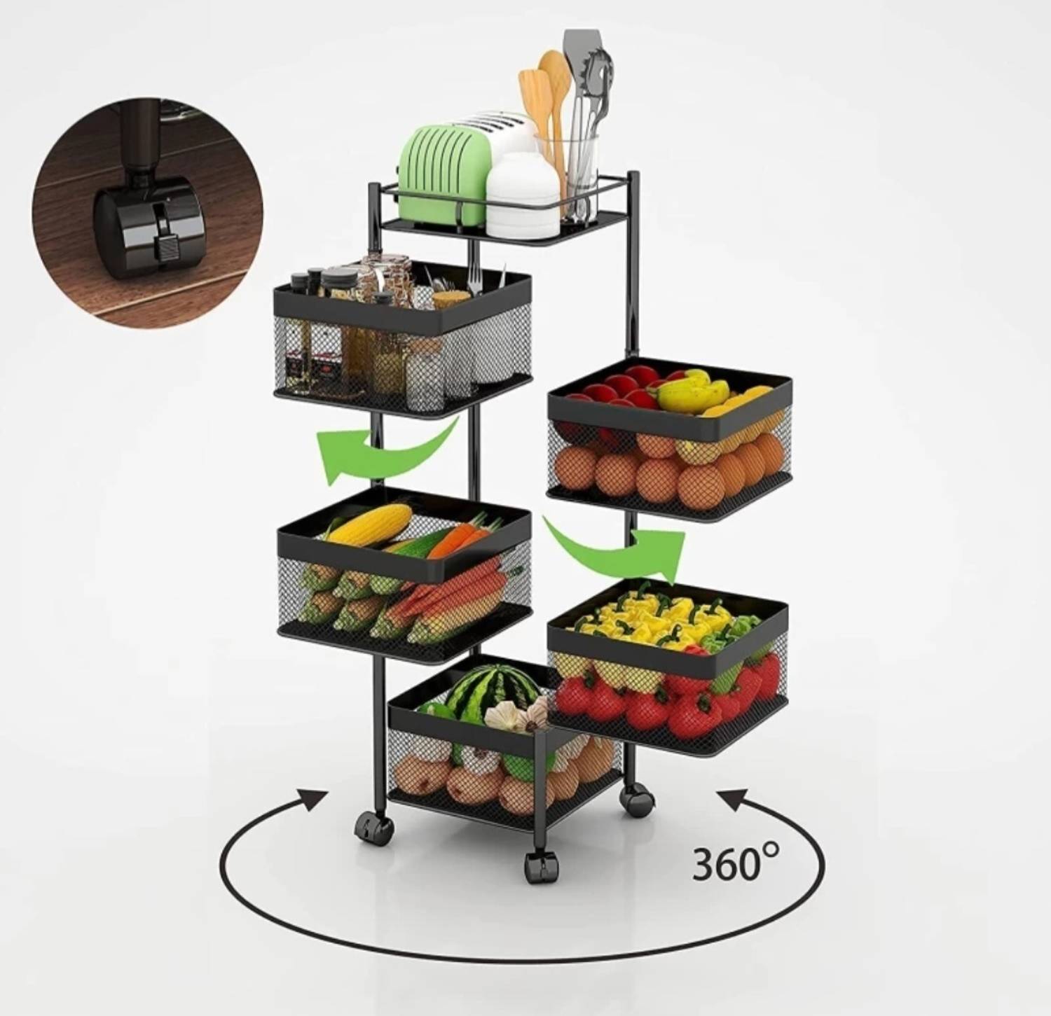 iBELL TS595 5 Tier Rotating Kitchen Rack - Image 5