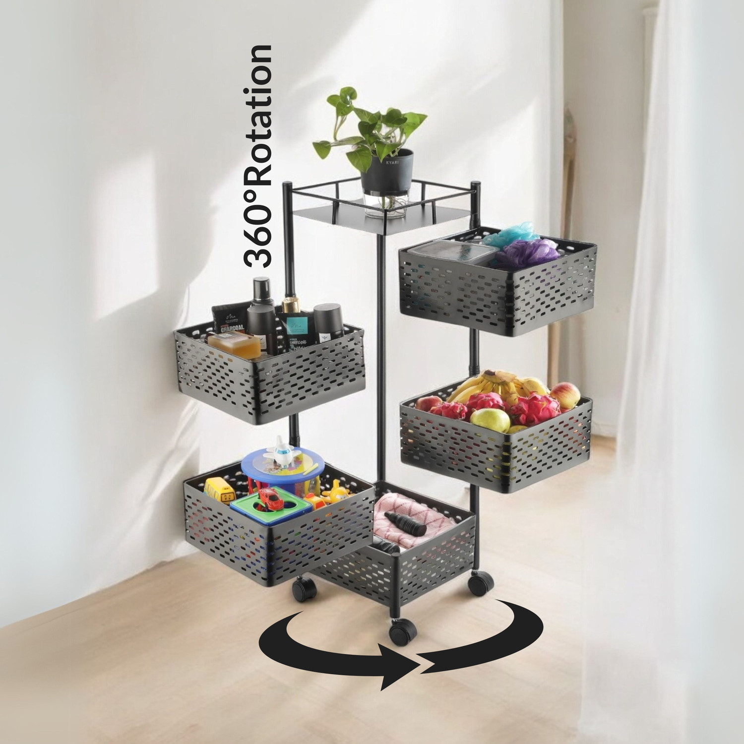 Image of Flipkart SmartBuy 5 layer trolley Iron Kitchen Trolley