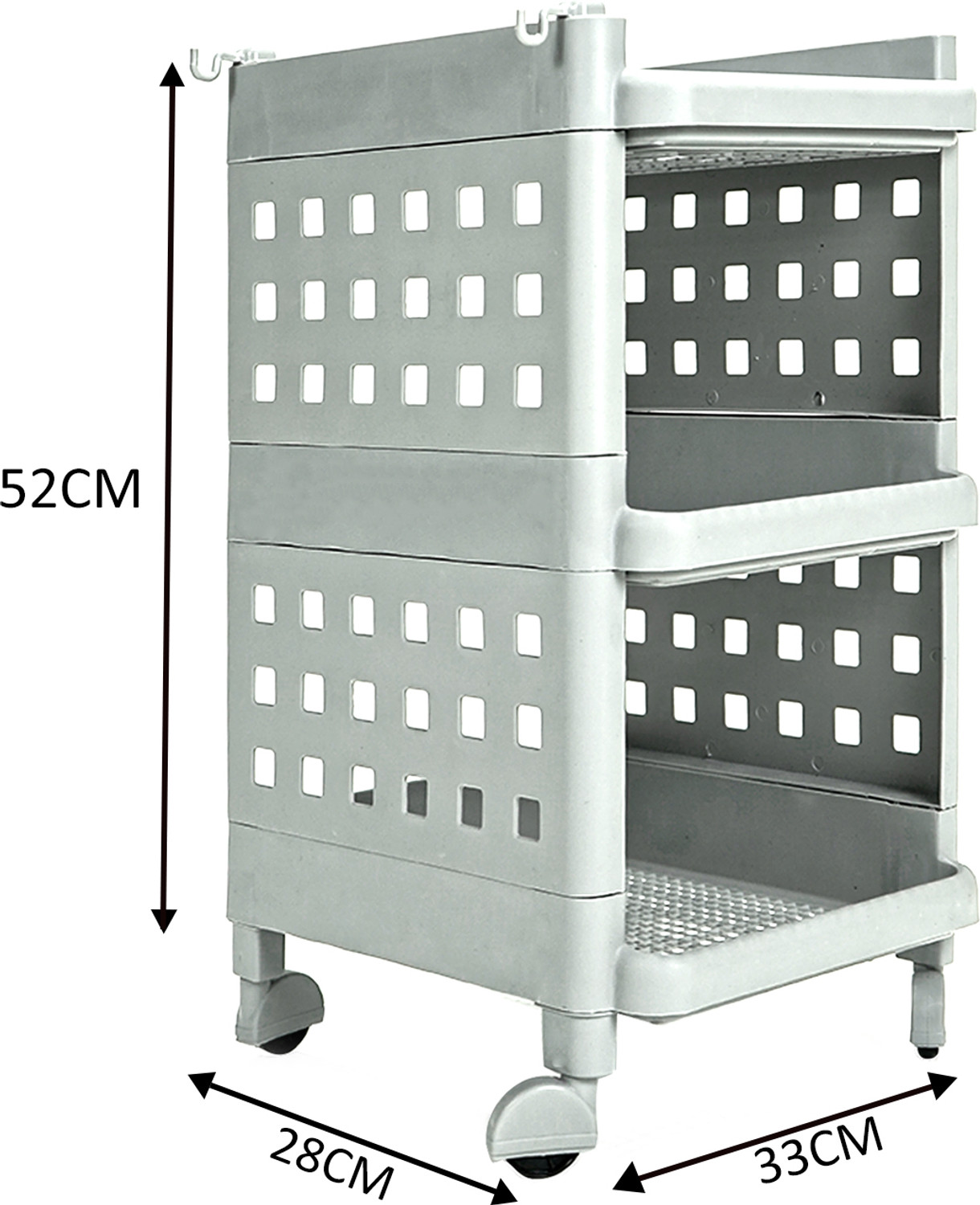Image of LEOPAX 3 Tier Stackable Shelf Utility Rolling Stand Rack | Storage Organizer Rack | Plastic Kitchen Trolley