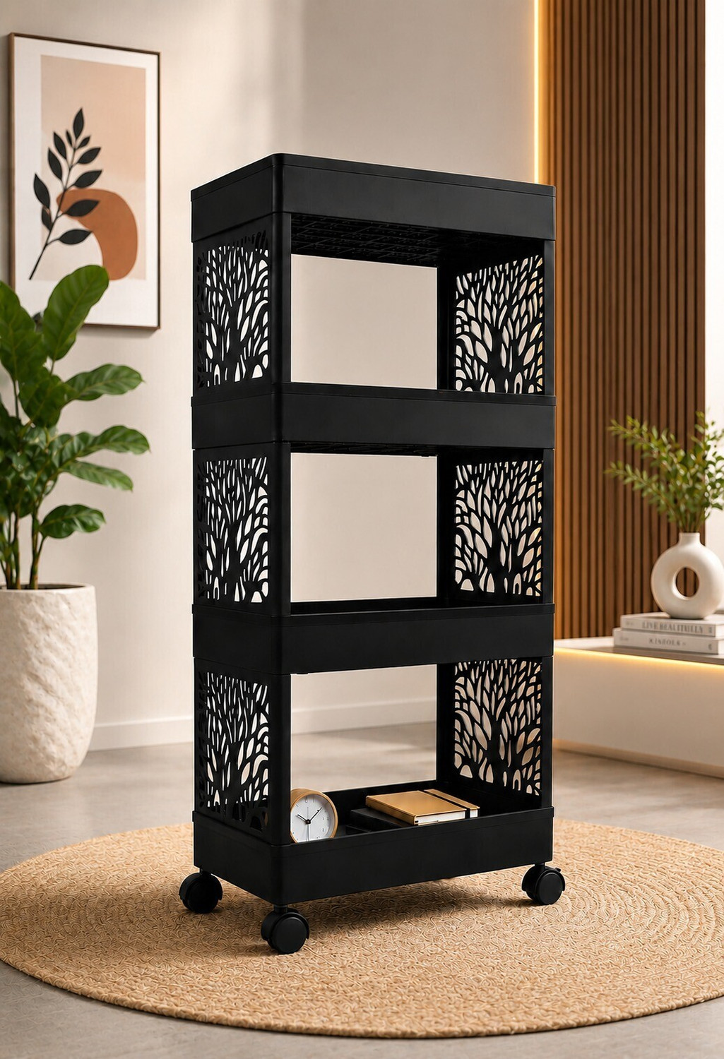 Image of Surety for Safety Utility Rolling Cart for Bathroom, Kitchen & Office Plastic Kitchen Trolley
