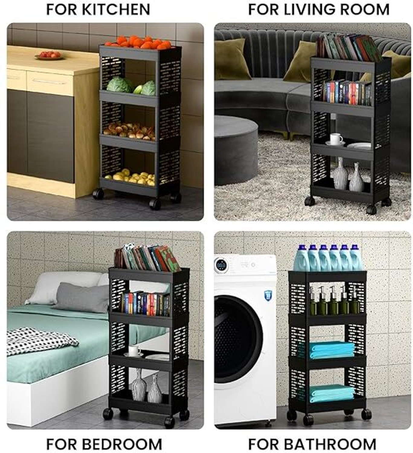 Image of ASHLAS kitchen trolley with wheels Plastic Kitchen Trolley