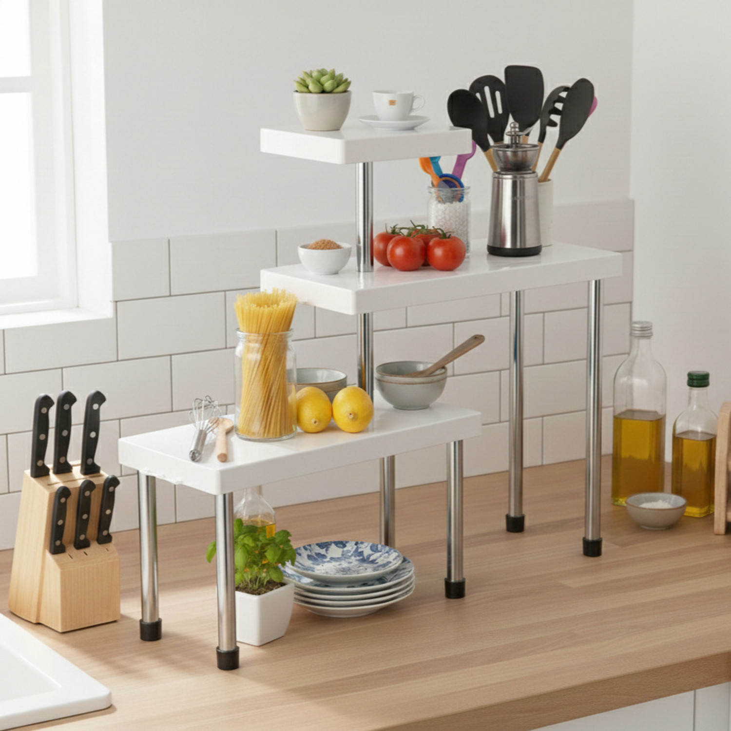 Image of Umax 3 Shelf Organizer Plastic Kitchen Cabinet