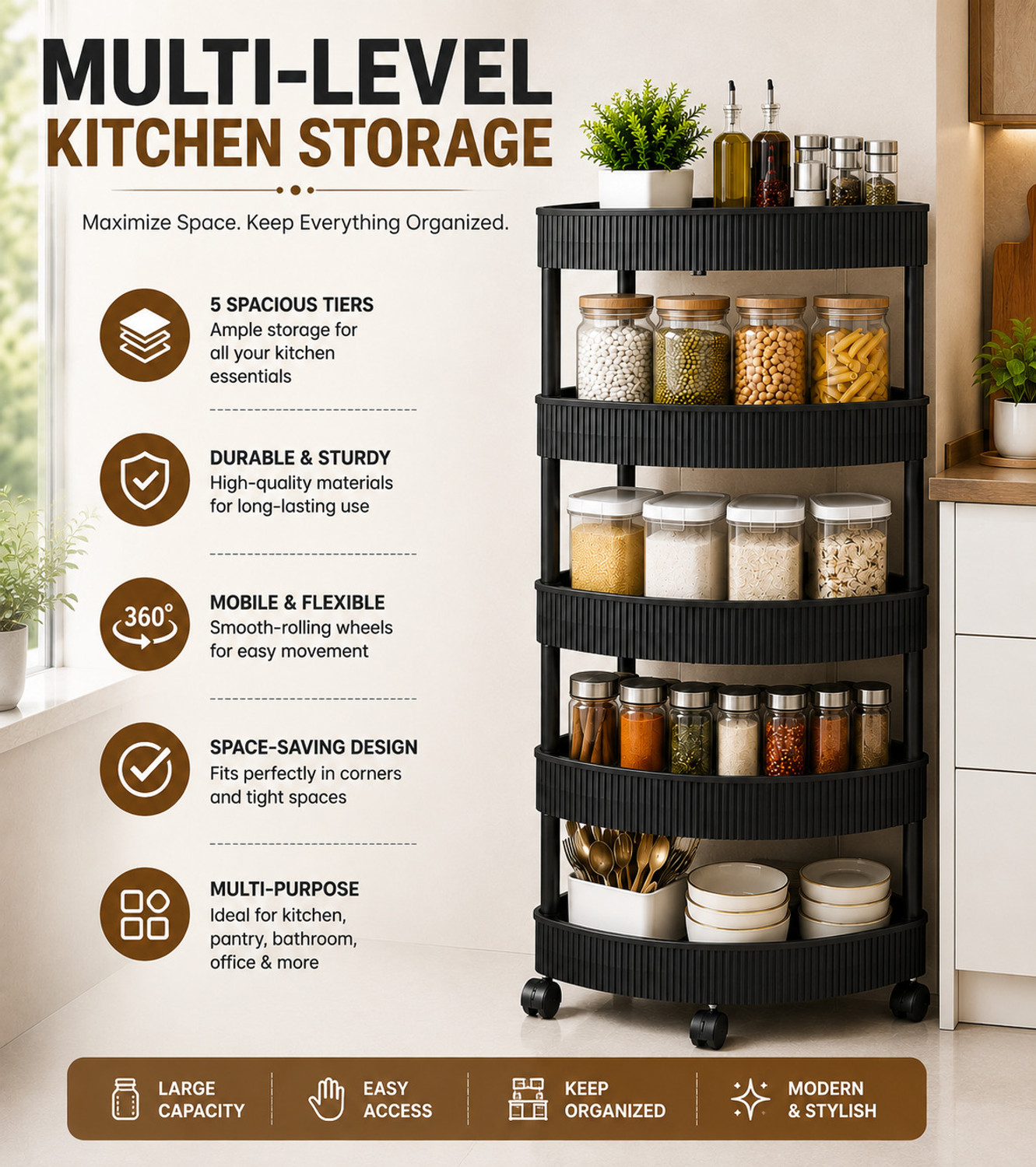 Image of NARIYA NEW TRIANGLE PLASTIC TROLLY FOR VEGATABLES AND FRUITS PLASTIC TROLLY FOR KITCHEN Plastic Kitchen Trolley