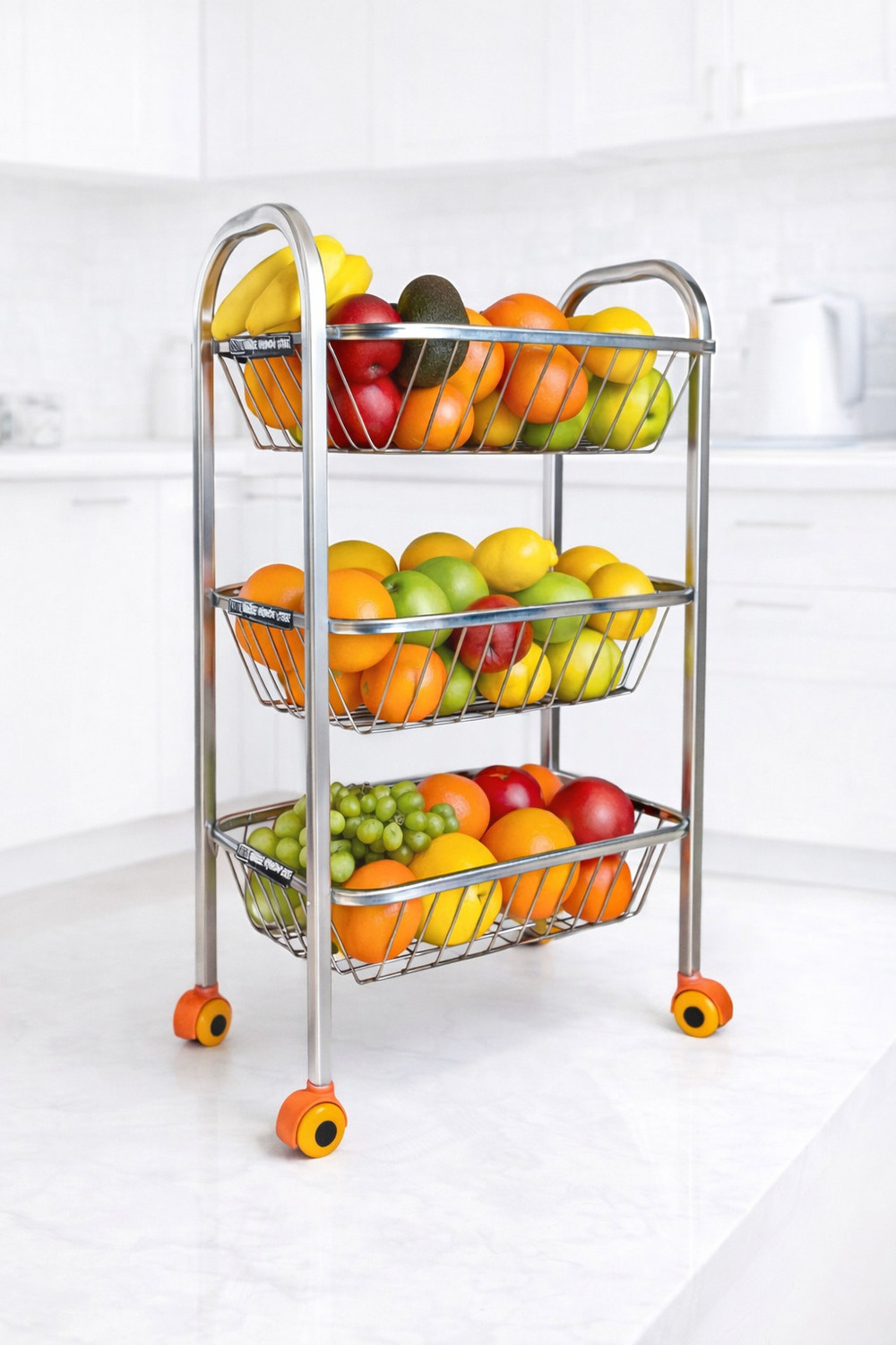 Image of About Storage Fruits /Vegetables Kitchen Rack Steel Stainless Steel Fruit & Vegetable Stand for Kitchen 3 Layer