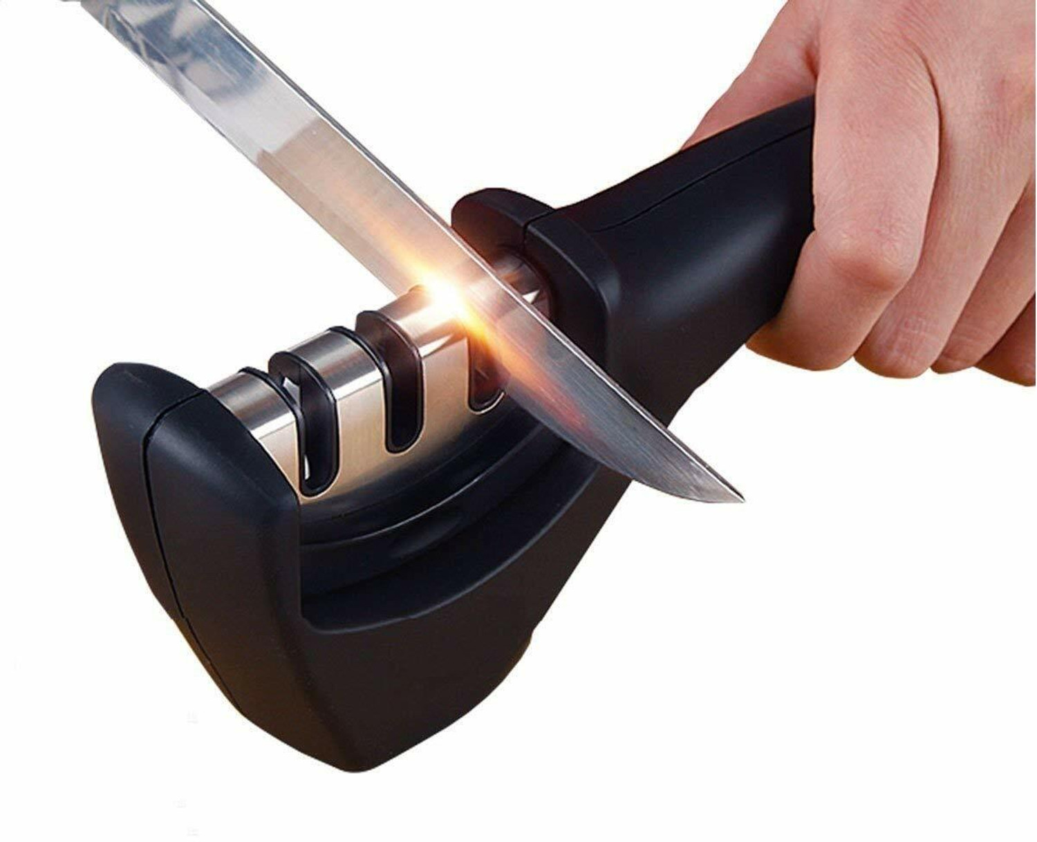 Image of Muktbhav Kitchen Manual Knife Sharpener 3 Slots Sharpening Tool for Ceramic Knife and Steel Knives Knife Sharpening Steel