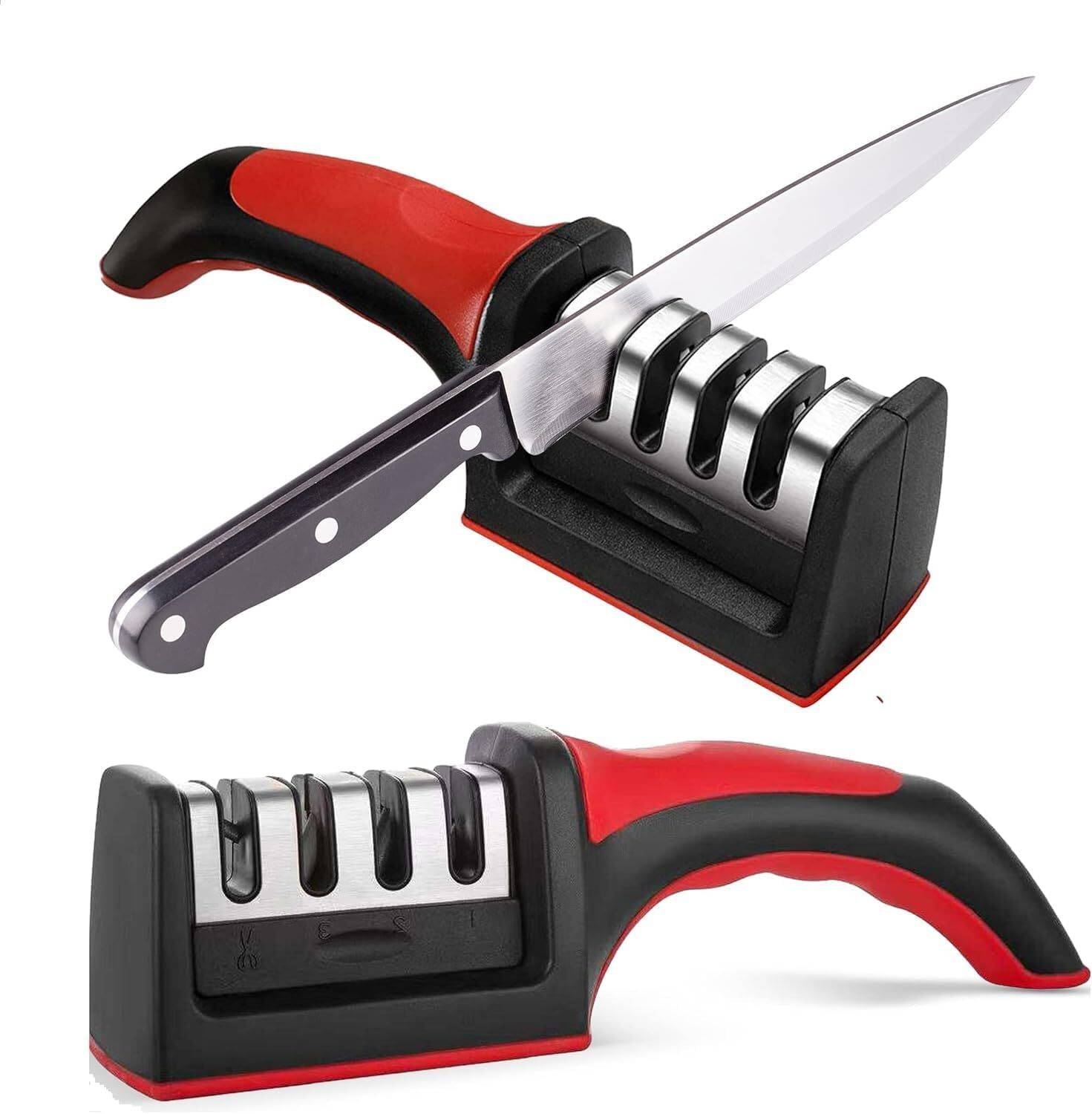 aflah 3-Stage Manual Knife Sharpener Tool & Machine Tungsten & Ceramic Slots Pack OF 1 Knife Sharpening Steel