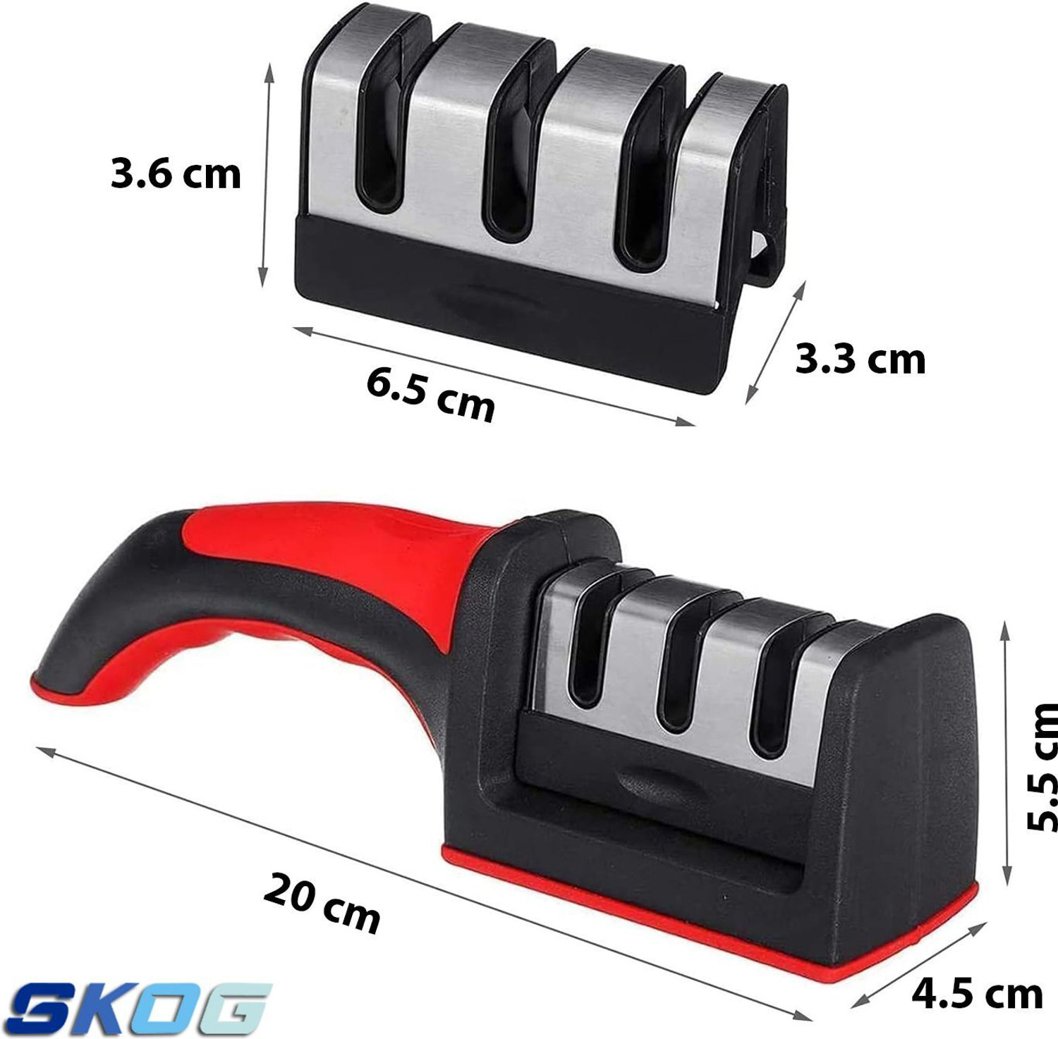 Image of SKOG 3 Stage Knife Sharpener for Kitchen Sharpener self Knives Shaping Multi use Knife Sharpening Steel (Plastic, Stainless Steel)