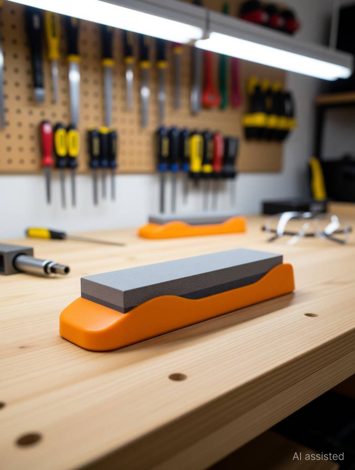 Agromech Knife Sharpening Stone With Plastic Base, Knife Sharpening Stone