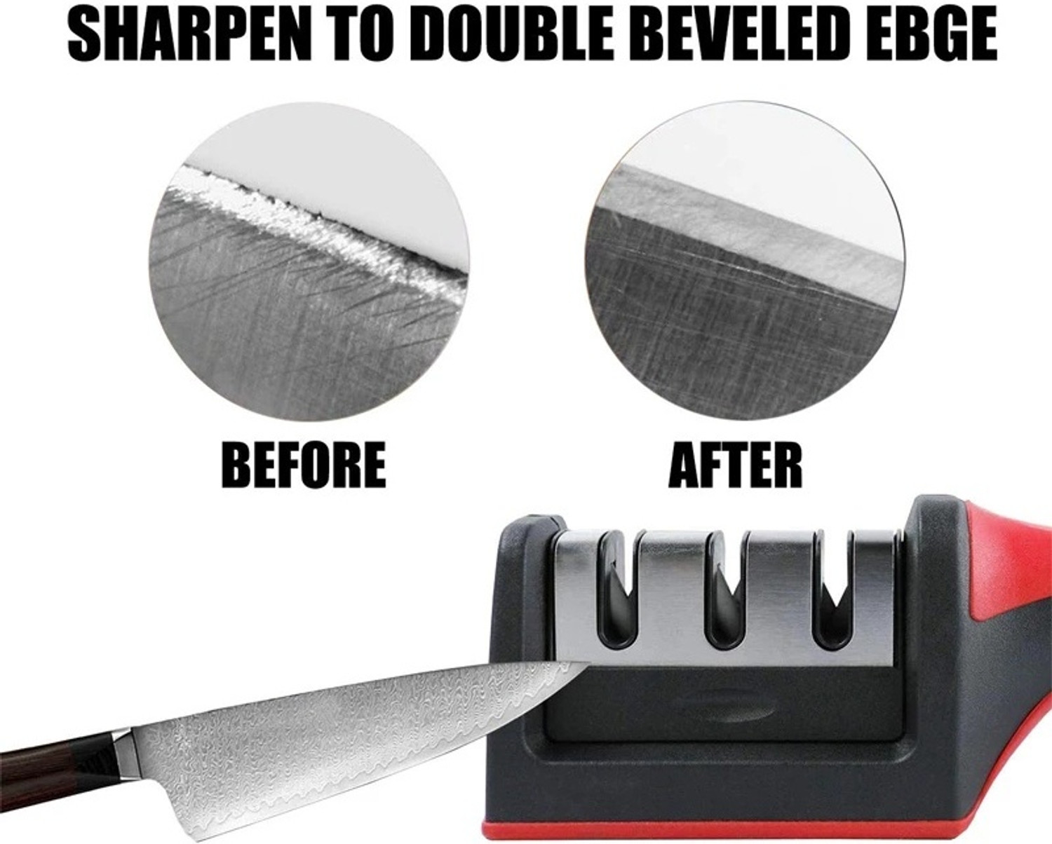 Image of ZURU BUNCH 3in1 Knife Sharpener Manual Kitchenware Gadget Handheld Portable Sharpening Tool Knife Sharpening Steel