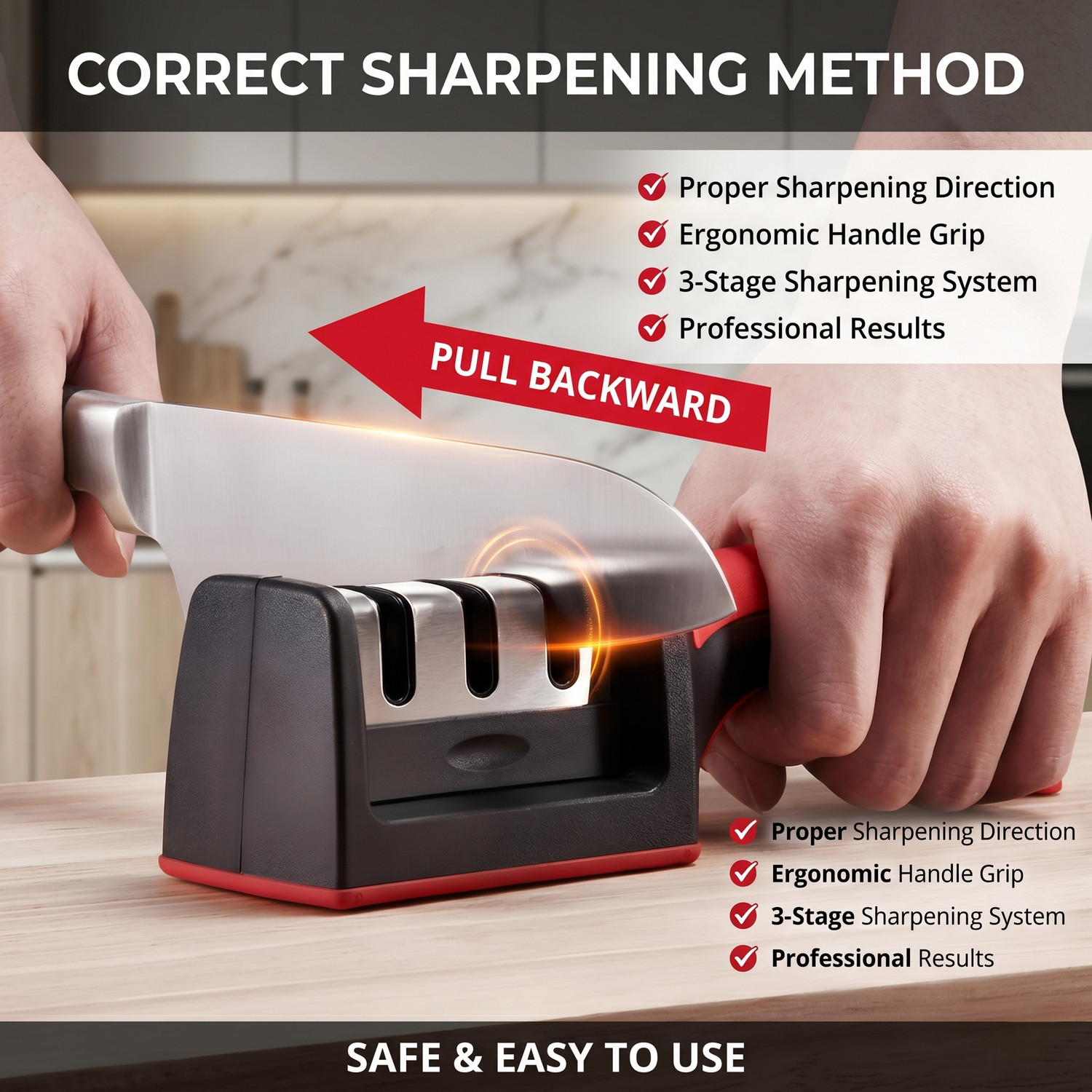 Image of Khodiyar Professional 3 Stage Kitchen Knife Sharpener Ergonomic Non-Slip Handle Pack of 2 Knife Sharpening Steel
