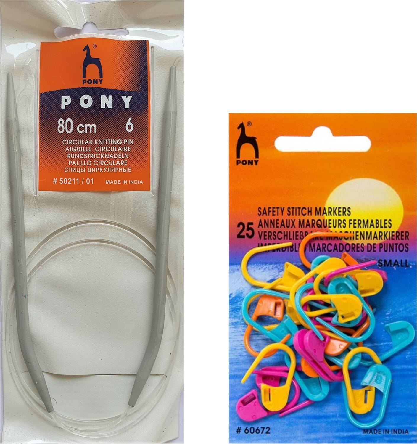Artonezt Pony 80 cm Circular Knitting Needles + Knitting Crochet Locking Stitch Markers Knitting Pin
