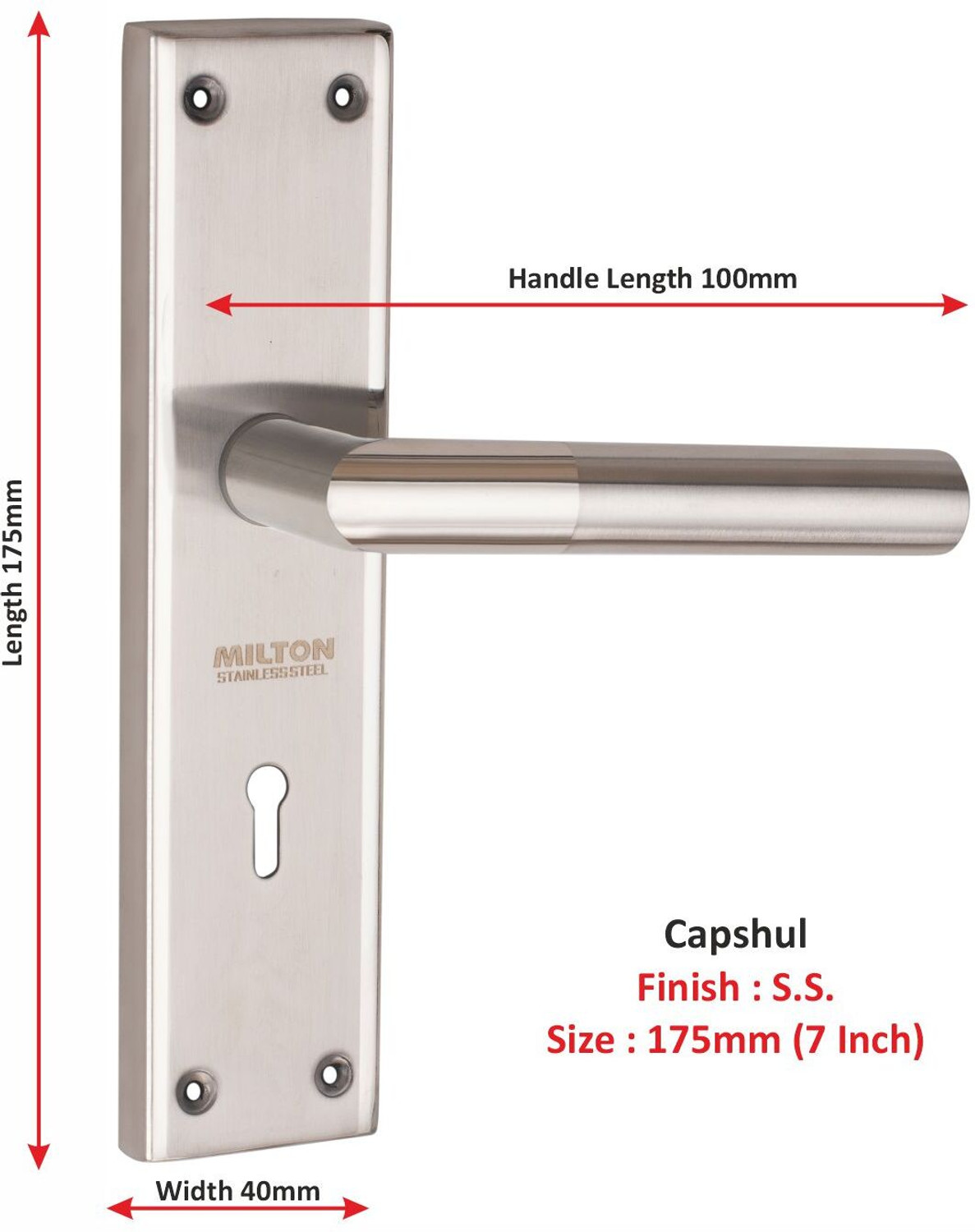 Image of MILTON Stainless Steel Door Handle