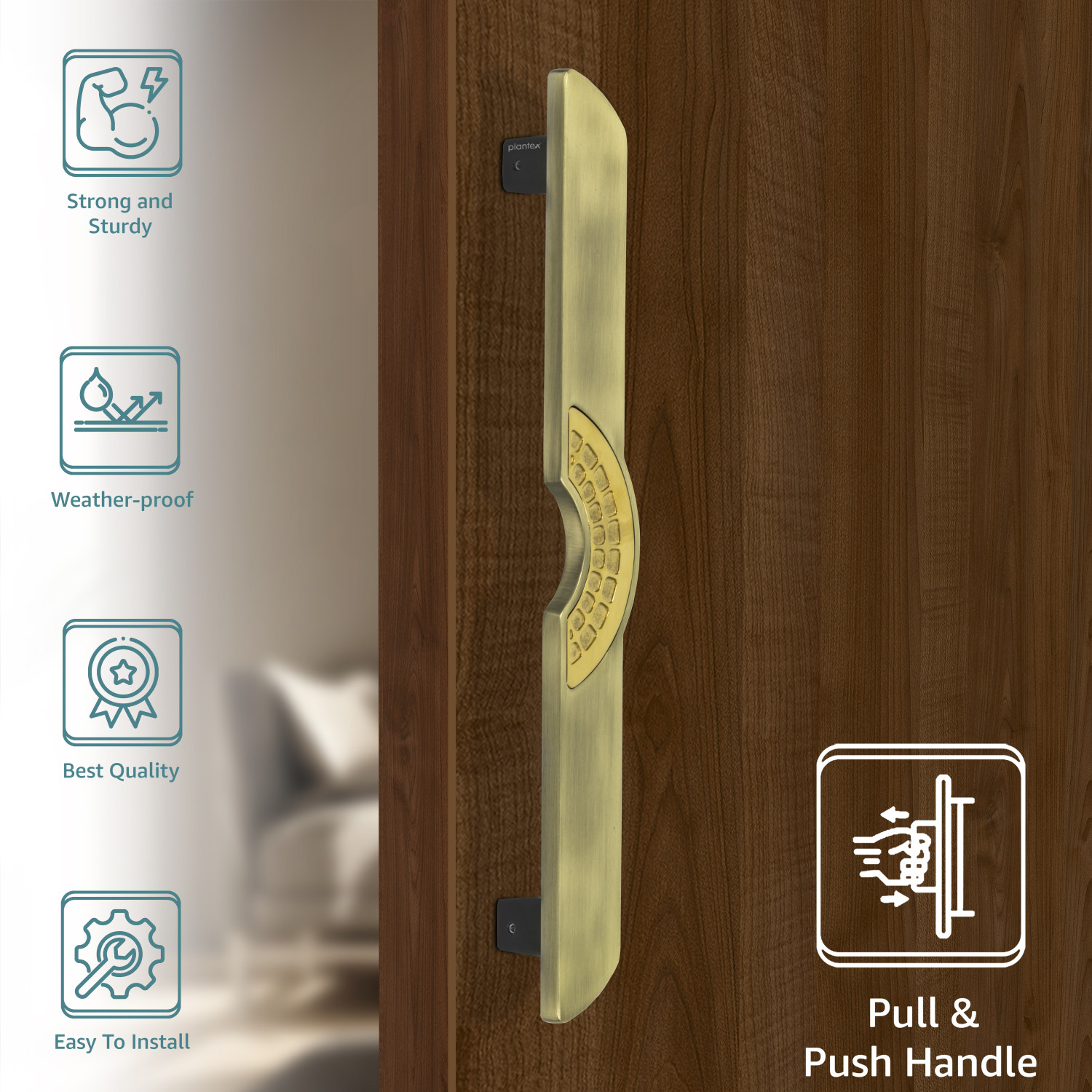 Image of Plantex Door Handle /Door & Home Decor /15 Inch Main Door Handle /Door Pull Push Handle Zinc Door Handle