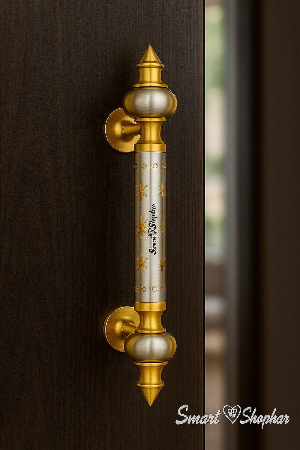 Image of Smart Shophar Amor 10 Inches Brass Pipe Style Handle | Decorative Door Handle Entrance Gates Brass Door Handle