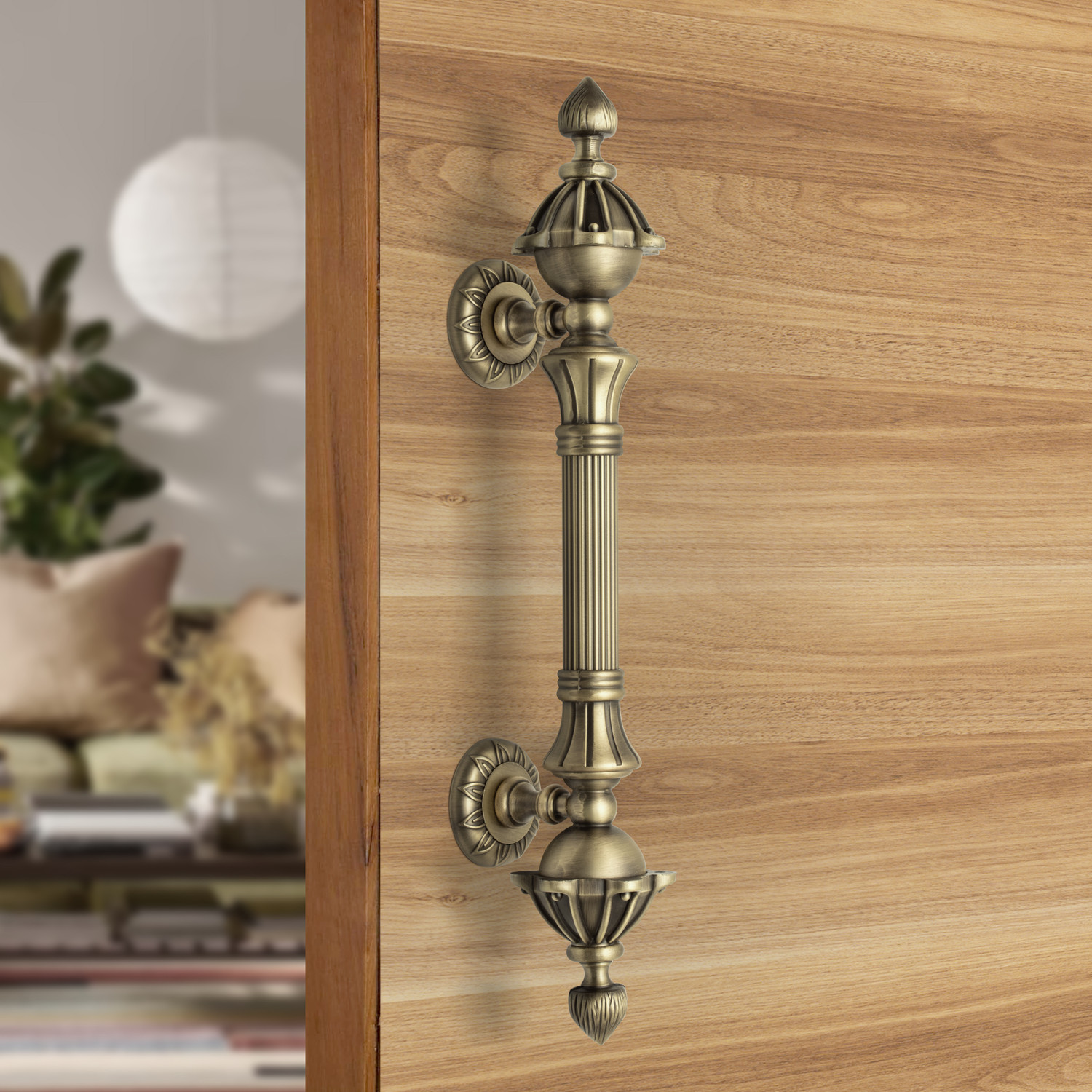 Image of Plantex 13 Inch Main Door Handle /Wooden Door Handle /Pull-Push Door Handle- Brass Antique Aluminium, Zinc Door Handle