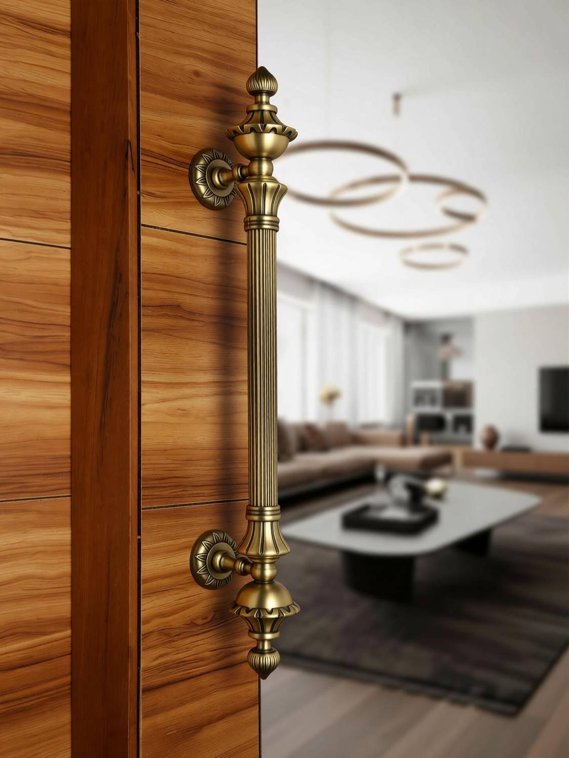 LAPO (12 inches, Antique Finish) Lotus Main Pull Zinc Door Handle