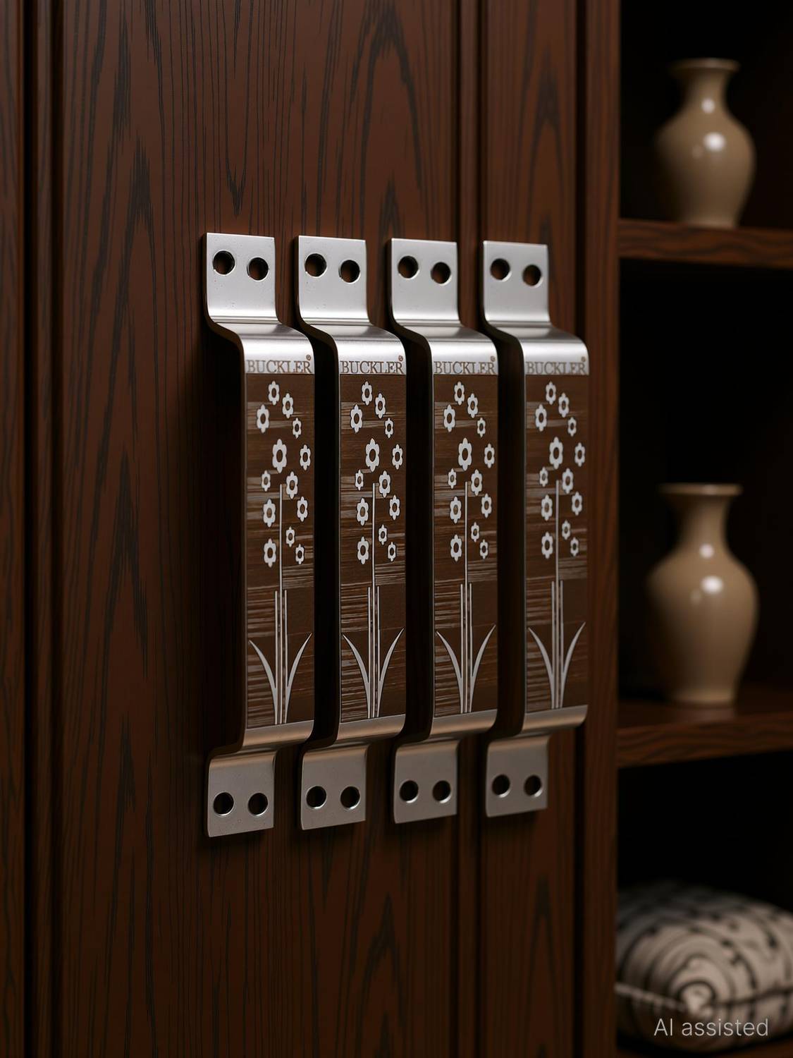 BUCKLER Door Handle| Cabinet| Window| Wardrobe|Drawer handles Laser Print Design-6 Inch Stainless Steel Cabinet/Drawer Handle
