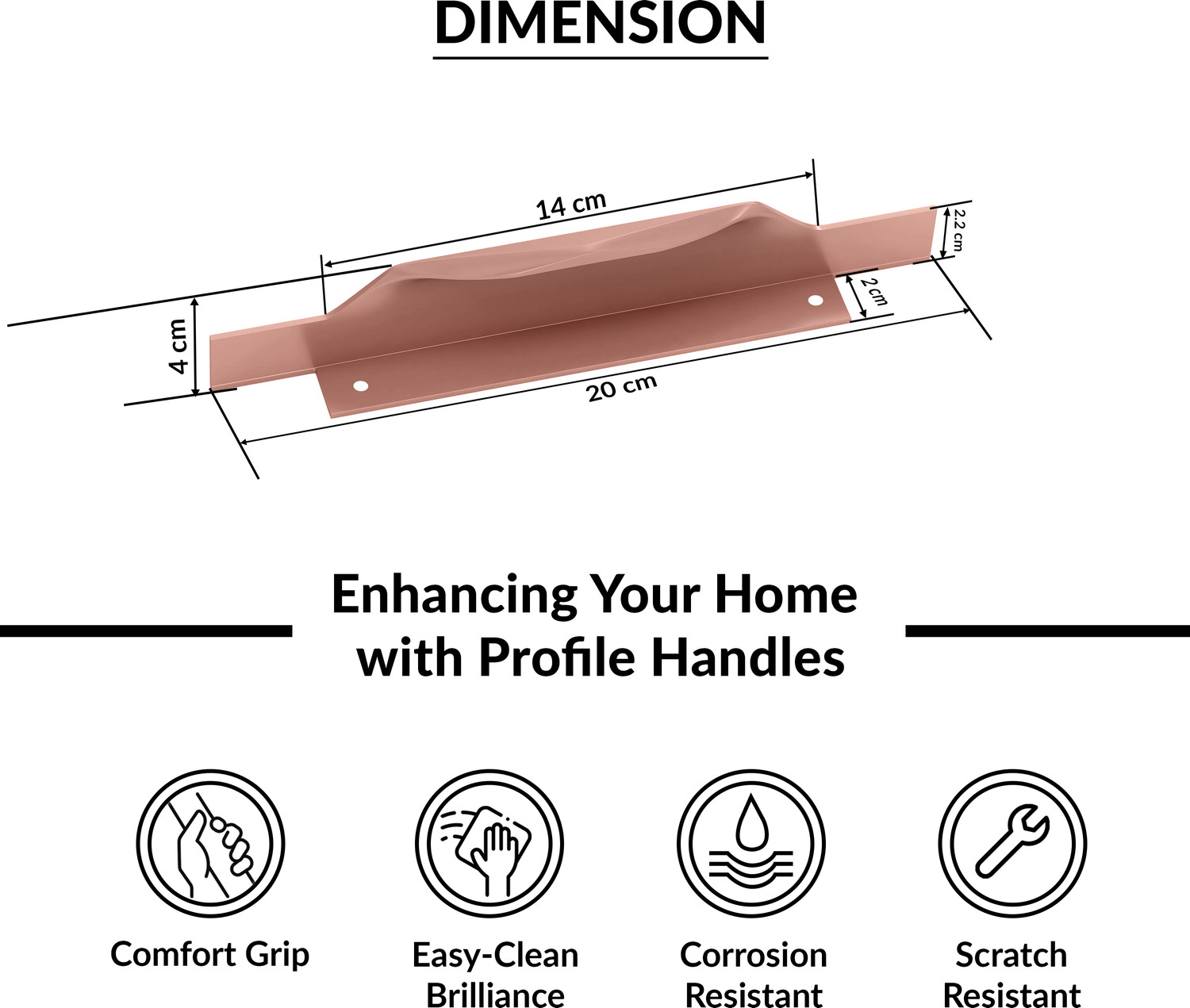 Image of Plantex Wardrobe Profile Handle /8 Inch Pull Handle for Modular Kitchen Cabinet /Drawers Aluminium Cabinet /Drawer Handle