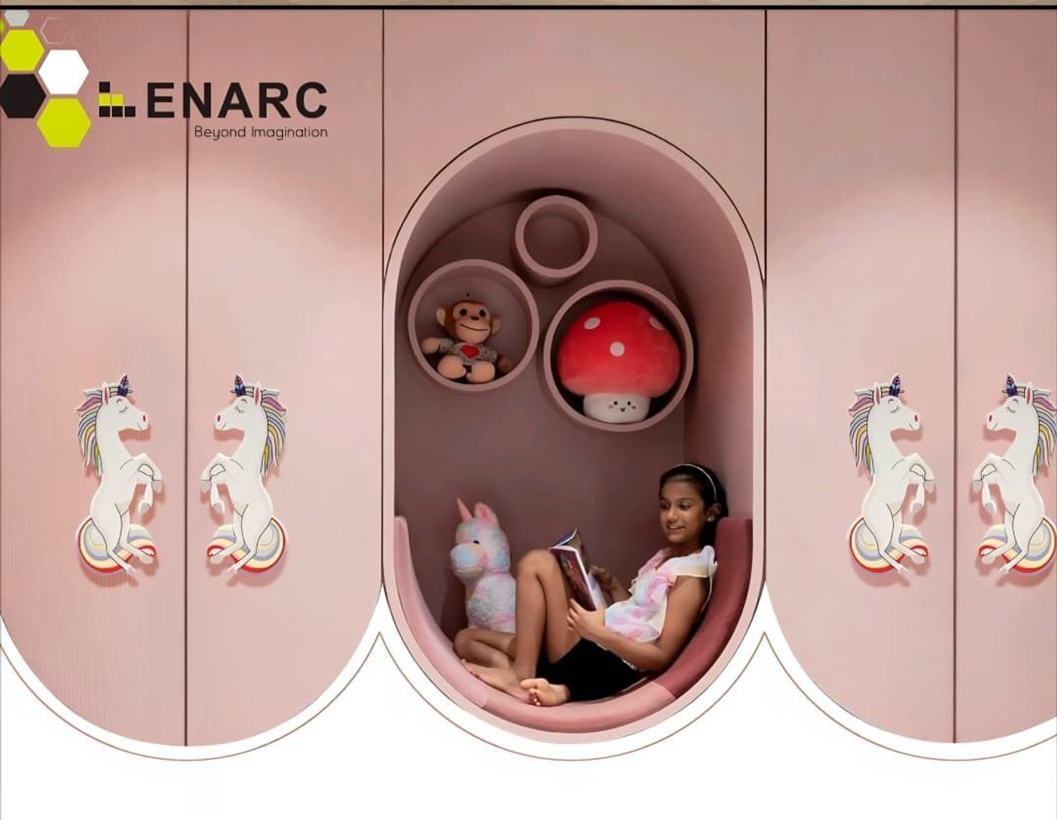 Image of Enarc Unicorn Design Door Handle Set of 1 (2pcs) Durable Made Of Acrylic For kids room Polypropylene Door Handle