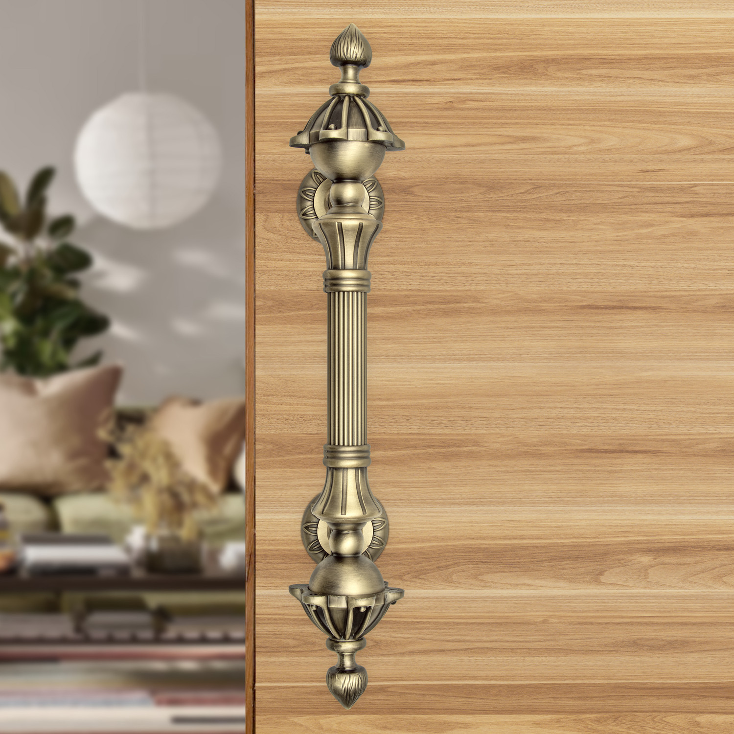 Image of Plantex 13 Inch Main Door Handle /Wooden Door Handle /Pull-Push Door Handle- Brass Antique Aluminium, Zinc Door Handle