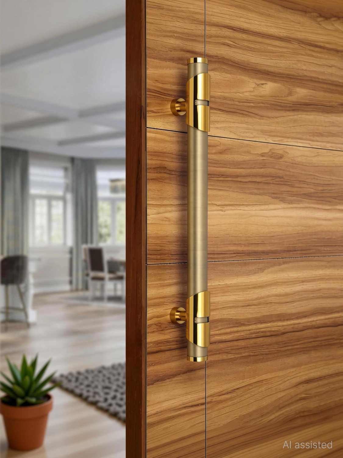 Image of Bzcarts 18 Inch 1 Piece Antique Gold Finish BZcarts Main Door Handle Stainless Steel Door Handle