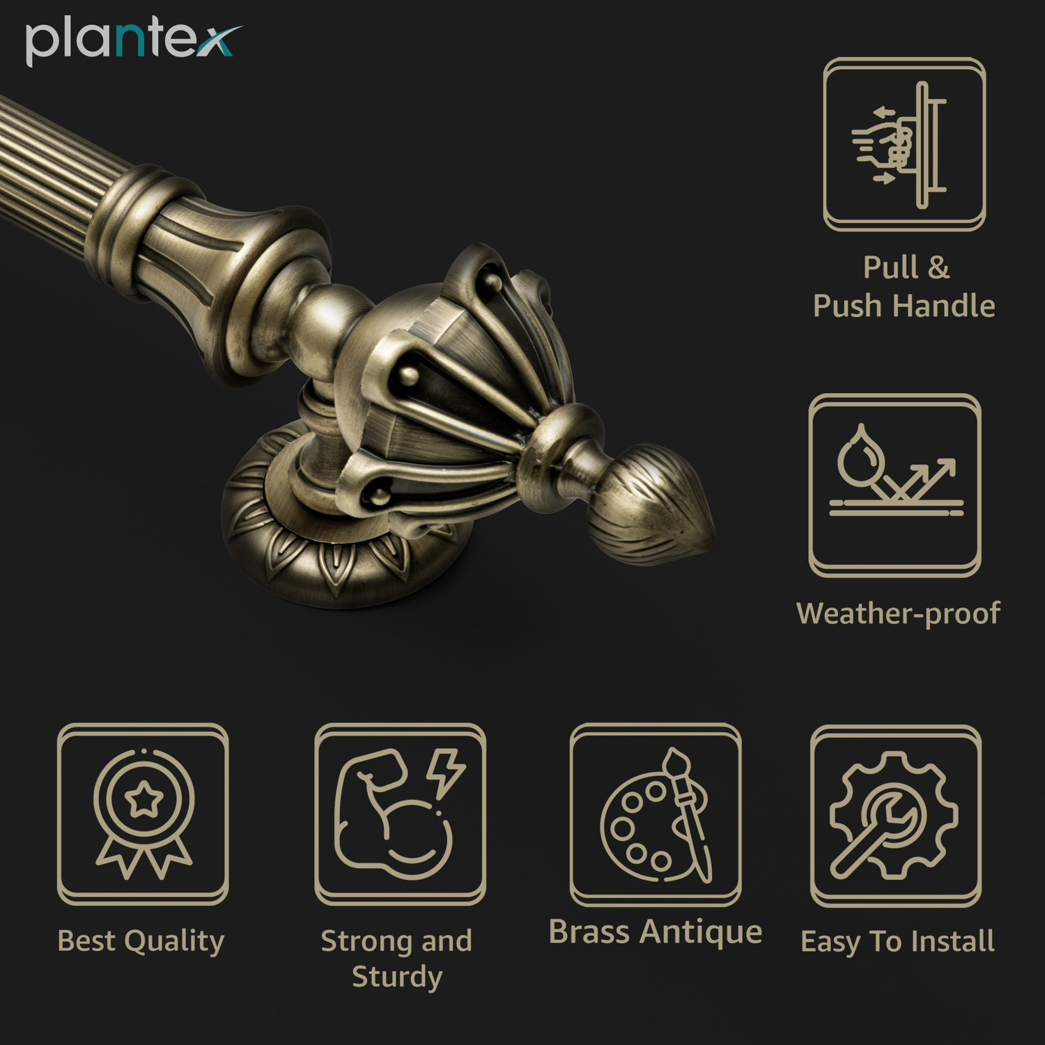 Image of Plantex Main Door Handle /18 inch Door Handle /Pull-Push Door Handle for Wooden Door Aluminium, Zinc Door Handle